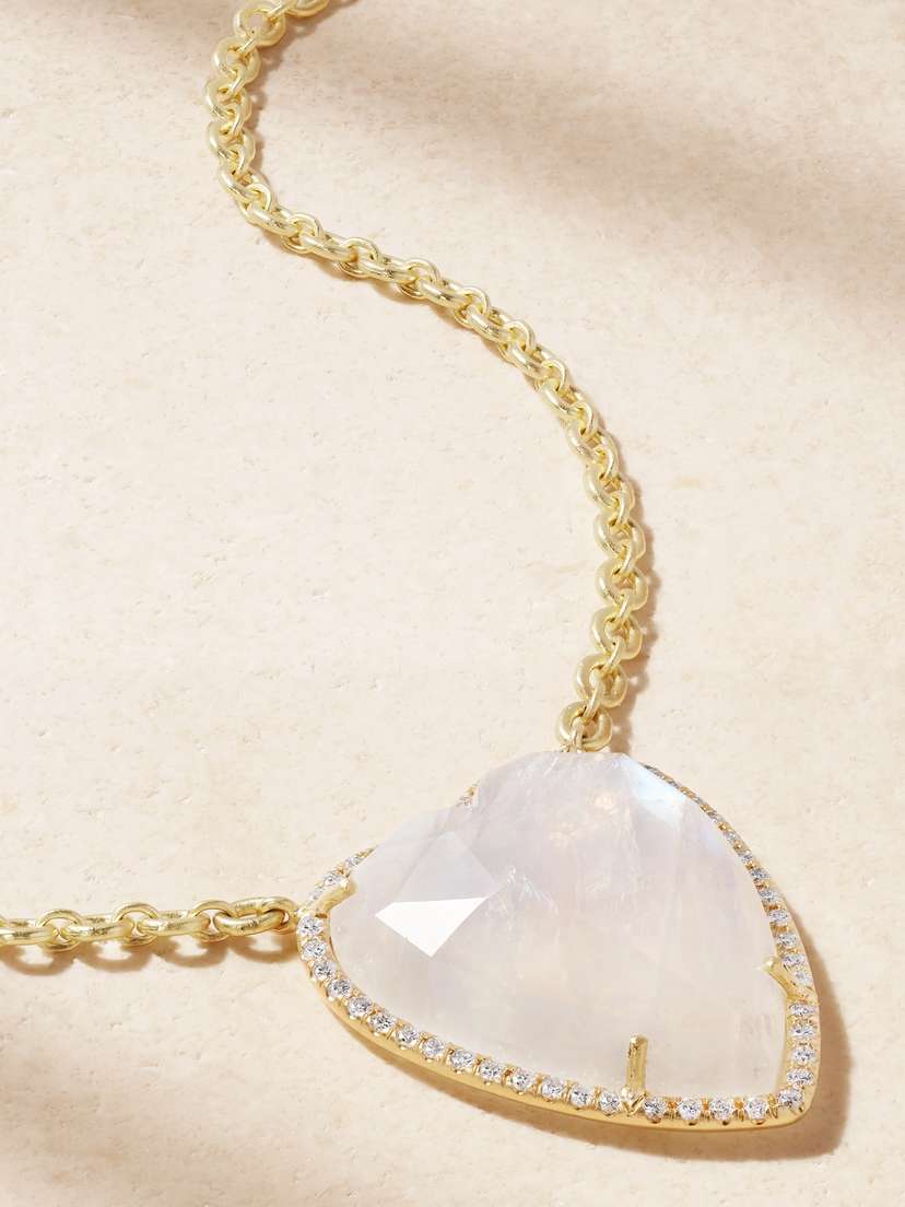 Irene Neuwirth Extra Large Love 18-karat Gold, Moonstone And Diamond Necklace