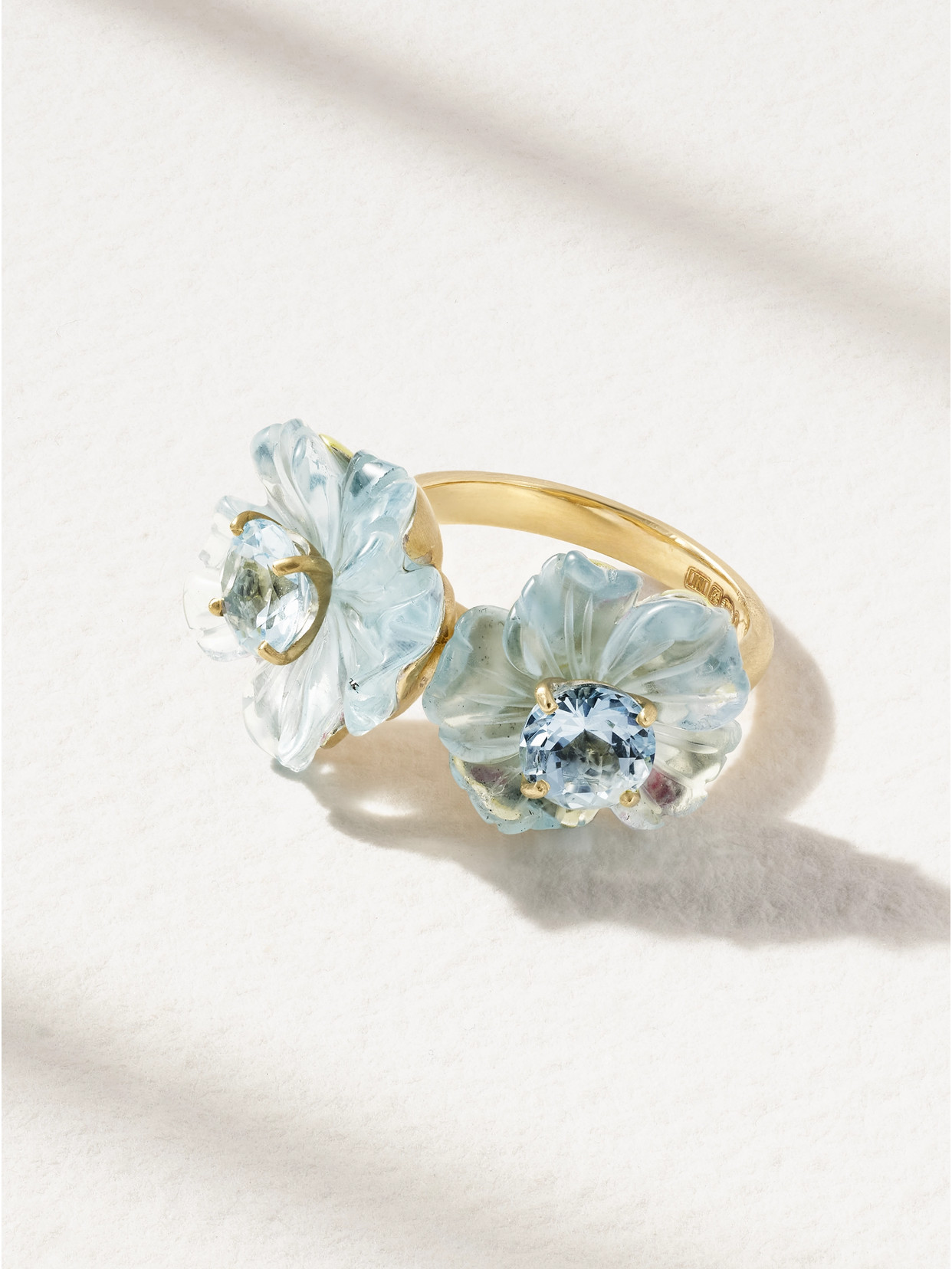 Irene Neuwirth - Tropical Flower Duet 18-karat Gold Aquamarine Ring - 6