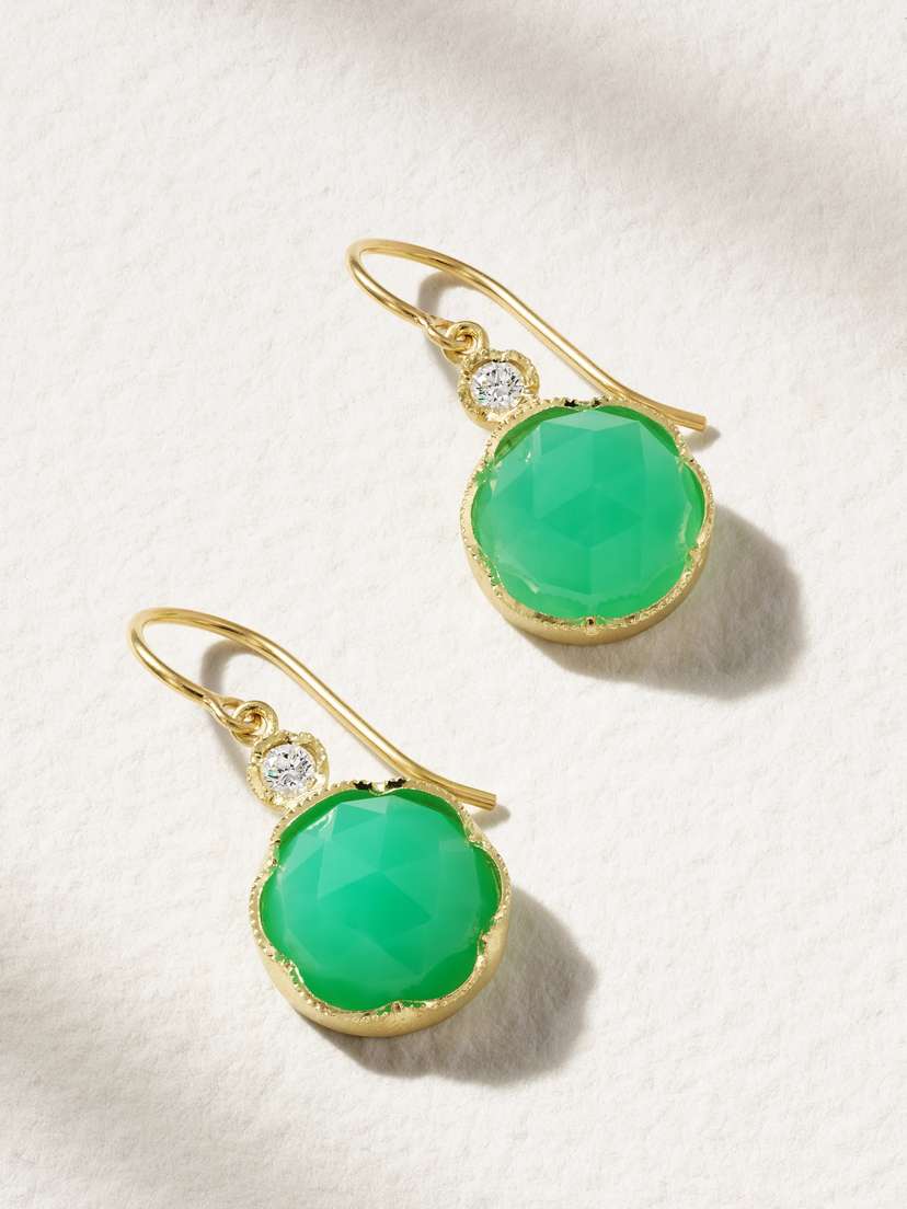 Irene Neuwirth Classic 18-karat Gold, Chrysoprase And Diamond Earrings