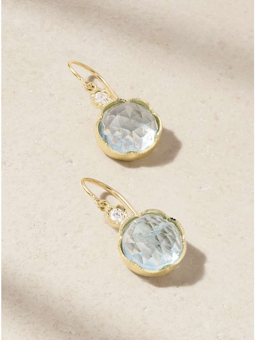 Irene Neuwirth Classic 18-karat Gold, Aquamarine And Diamond Earrings