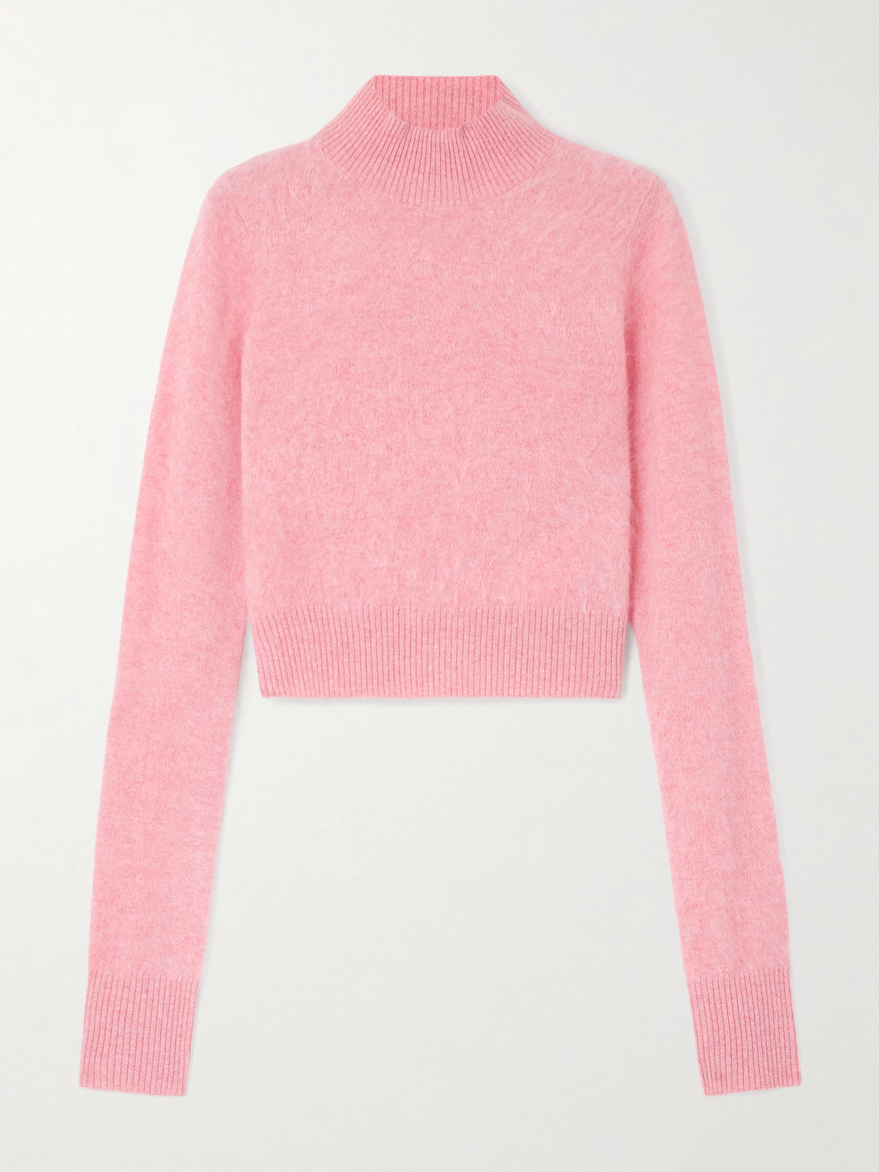 Sportmax Gubbio Cropped Brushed Cashmere Turtleneck Sweater In Pink
