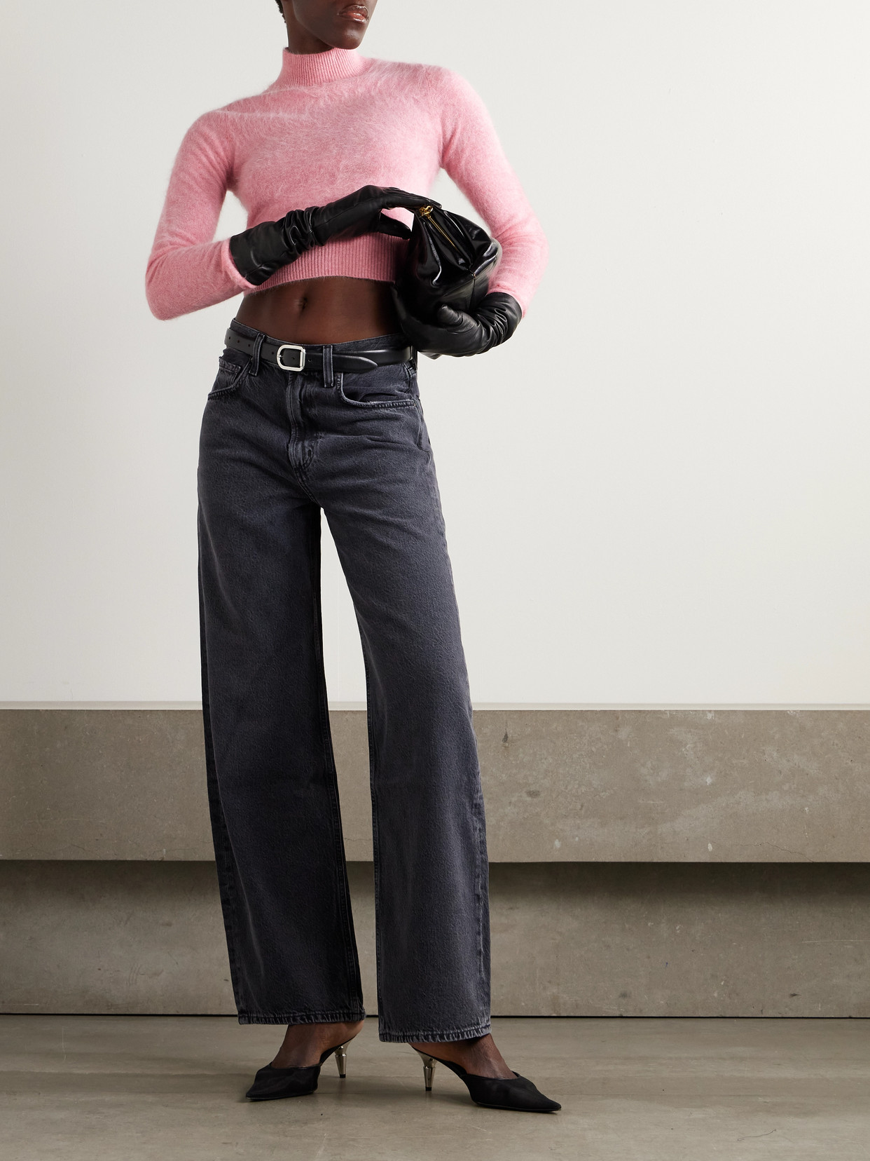 Gubbio Cropped Brushed Cashmere Turtleneck Sweater