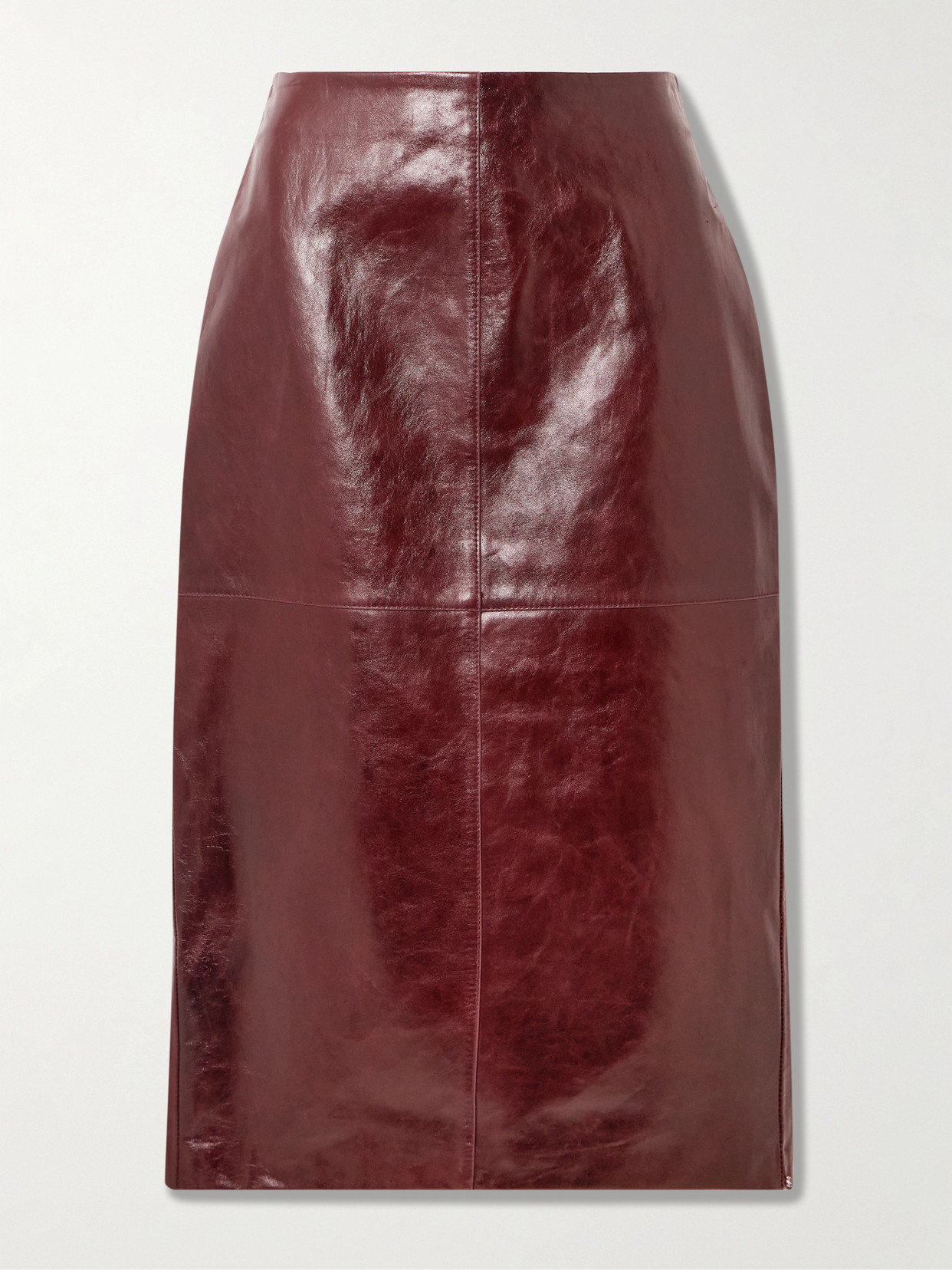 Sportmax Paneled Leather Midi Skirt In Burgundy