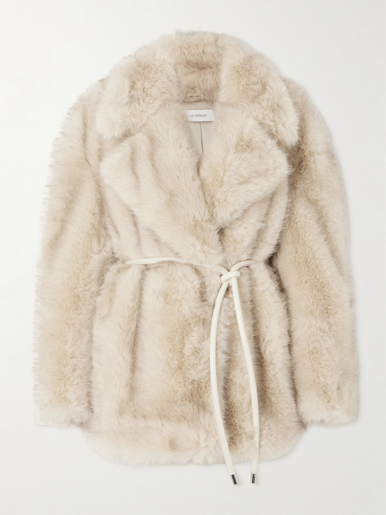 Sportmax Rosaria Belted Plush Jacket In Neutral
