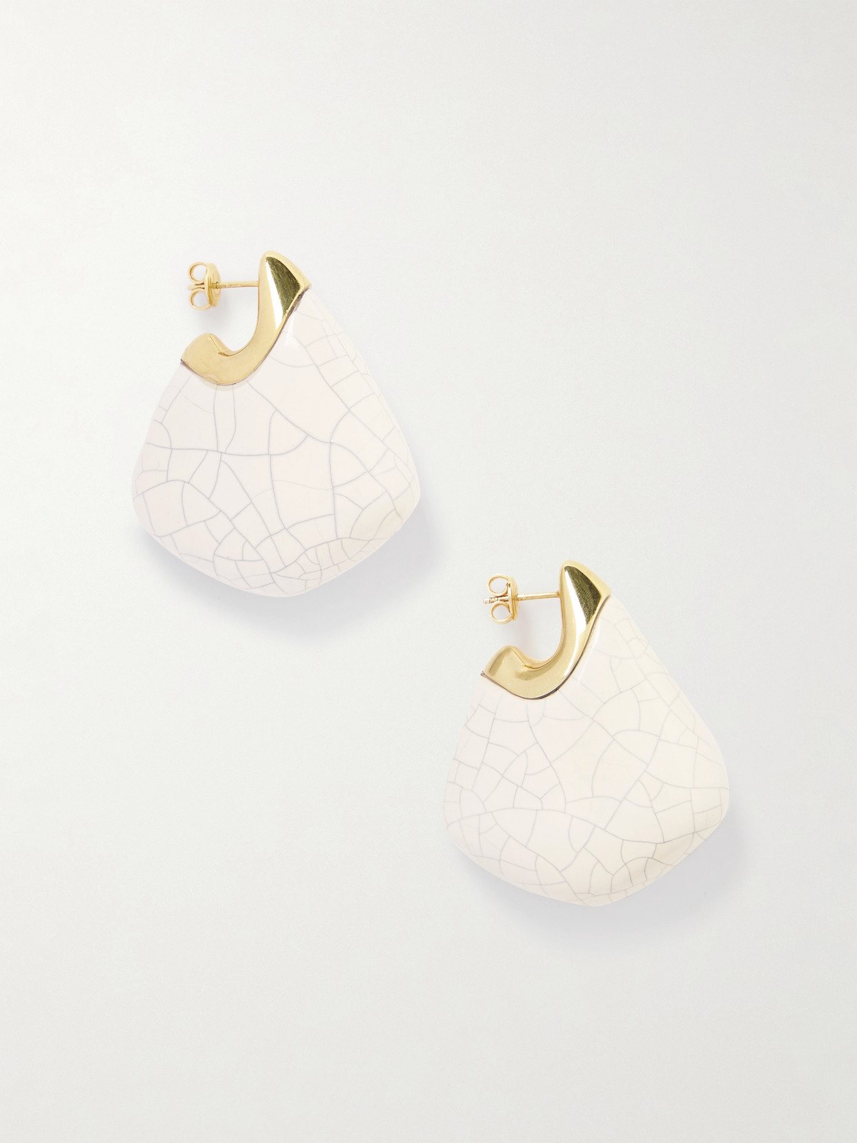 Bottega Veneta Gold-plated Ceramic Earrings In White