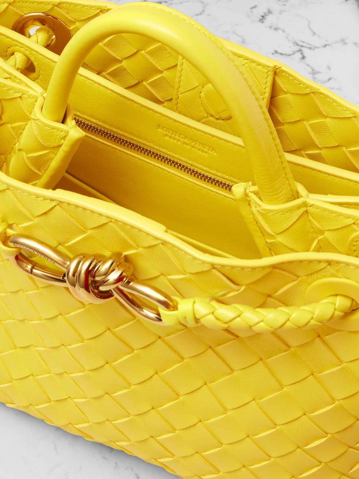 Bottega Veneta Womens Sulfur-muse B-sulfur Andiamo Small Leather Top-handle Bag In Yellow