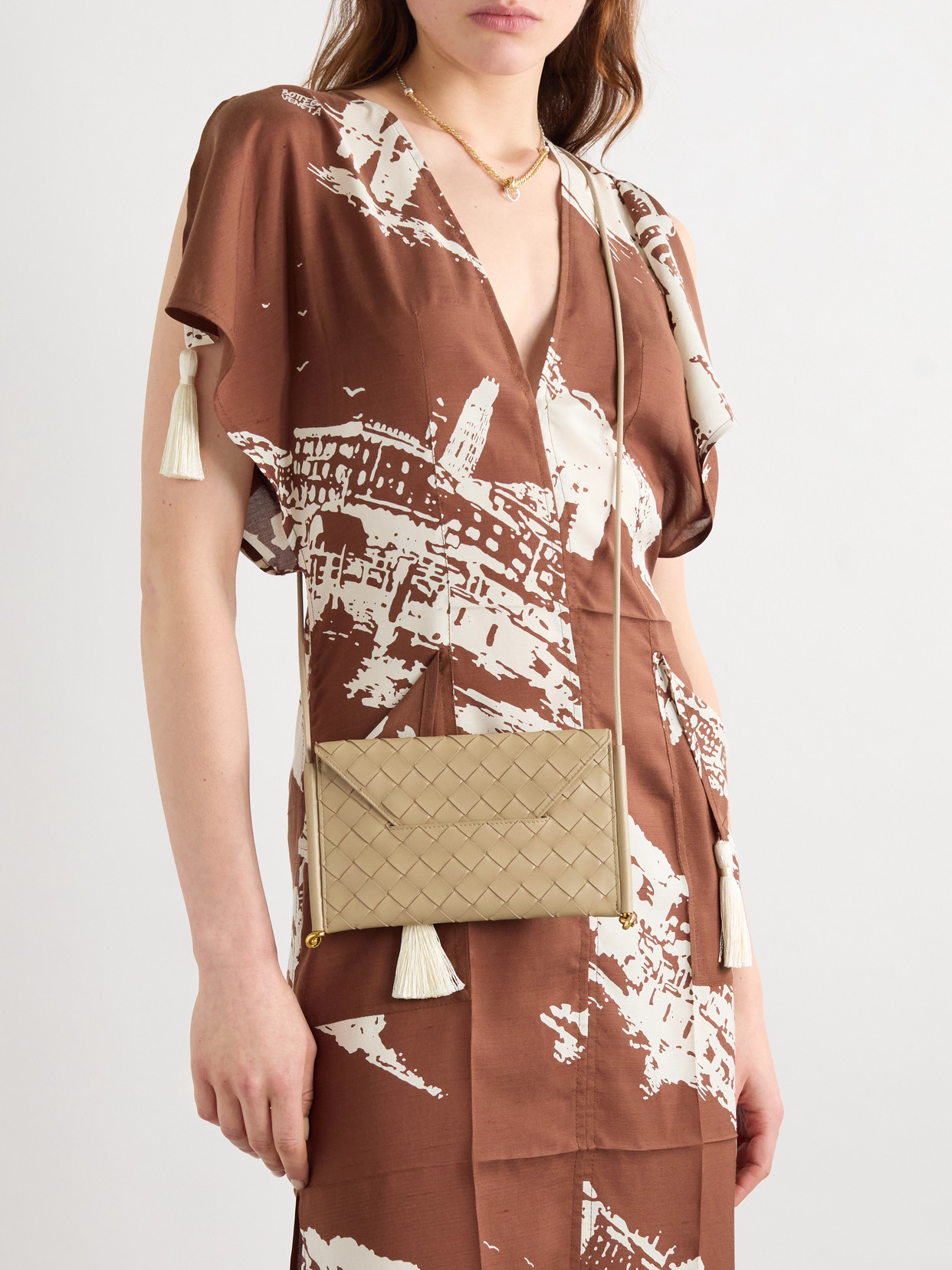 Embellished Intrecciato Shoulder Bag