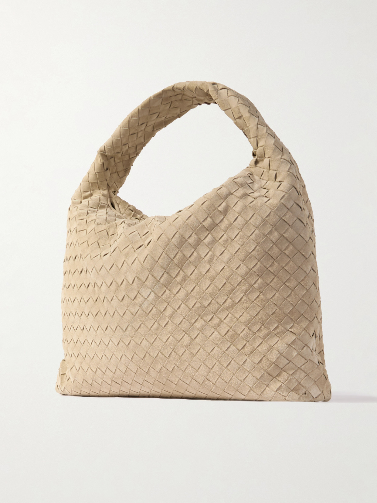 BOTTEGA VENETA LARGE HOP INTRECCIATO SUEDE SHOULDER BAG