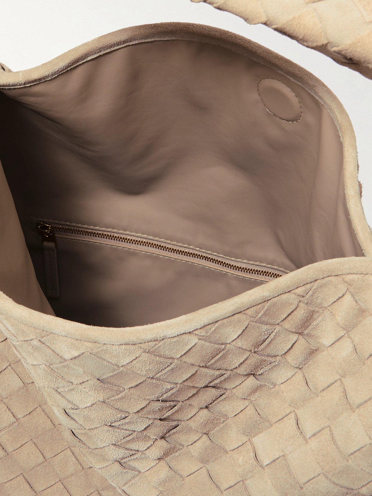 BOTTEGA VENETA LARGE HOP INTRECCIATO SUEDE SHOULDER BAG