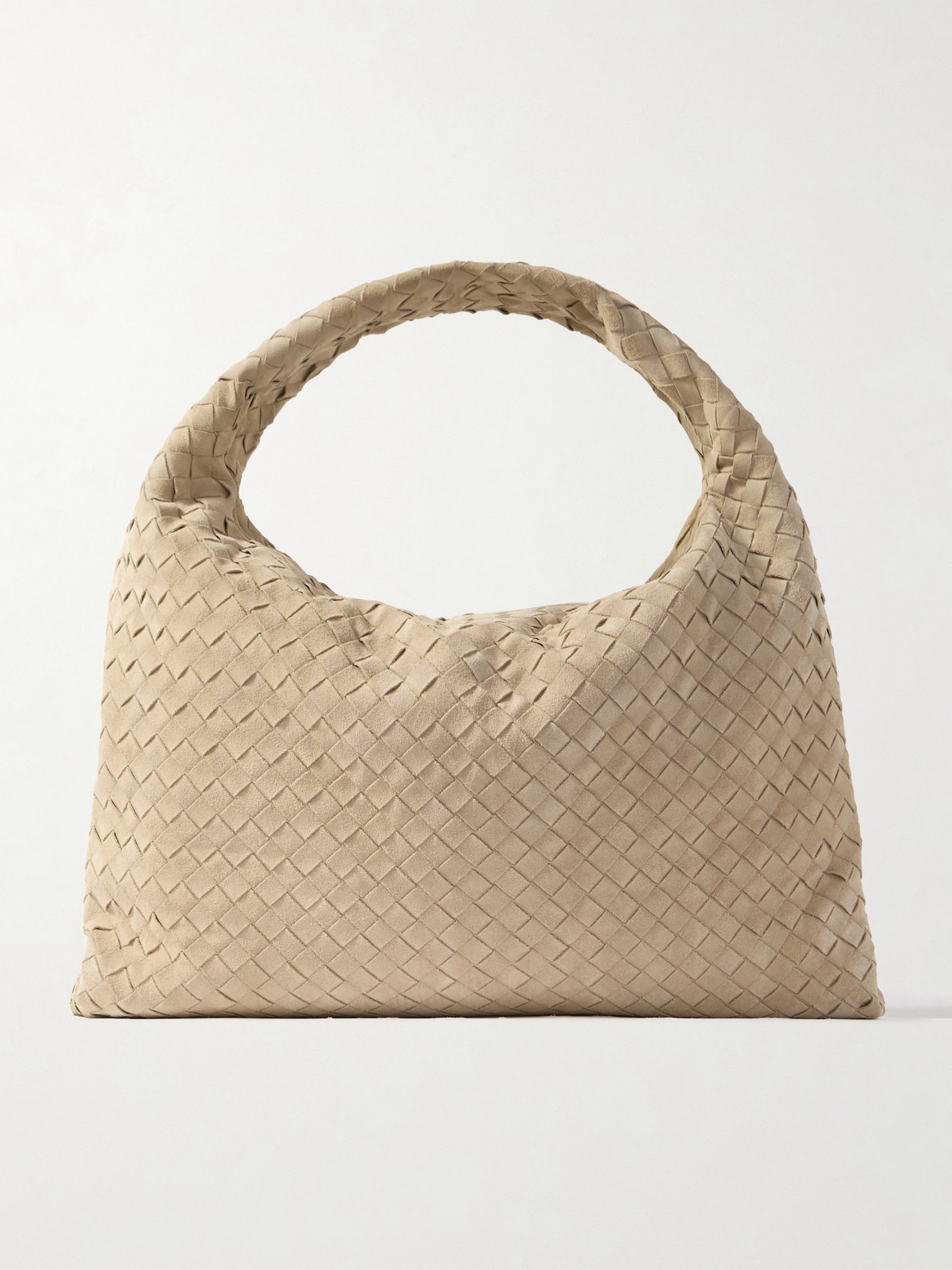 BOTTEGA VENETA LARGE HOP INTRECCIATO SUEDE SHOULDER BAG