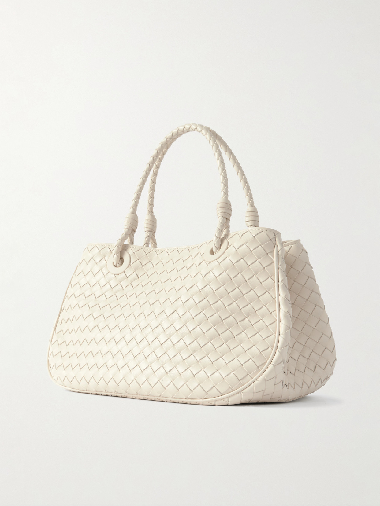 Bottega Veneta Intrecciato Leather Tote In Silver