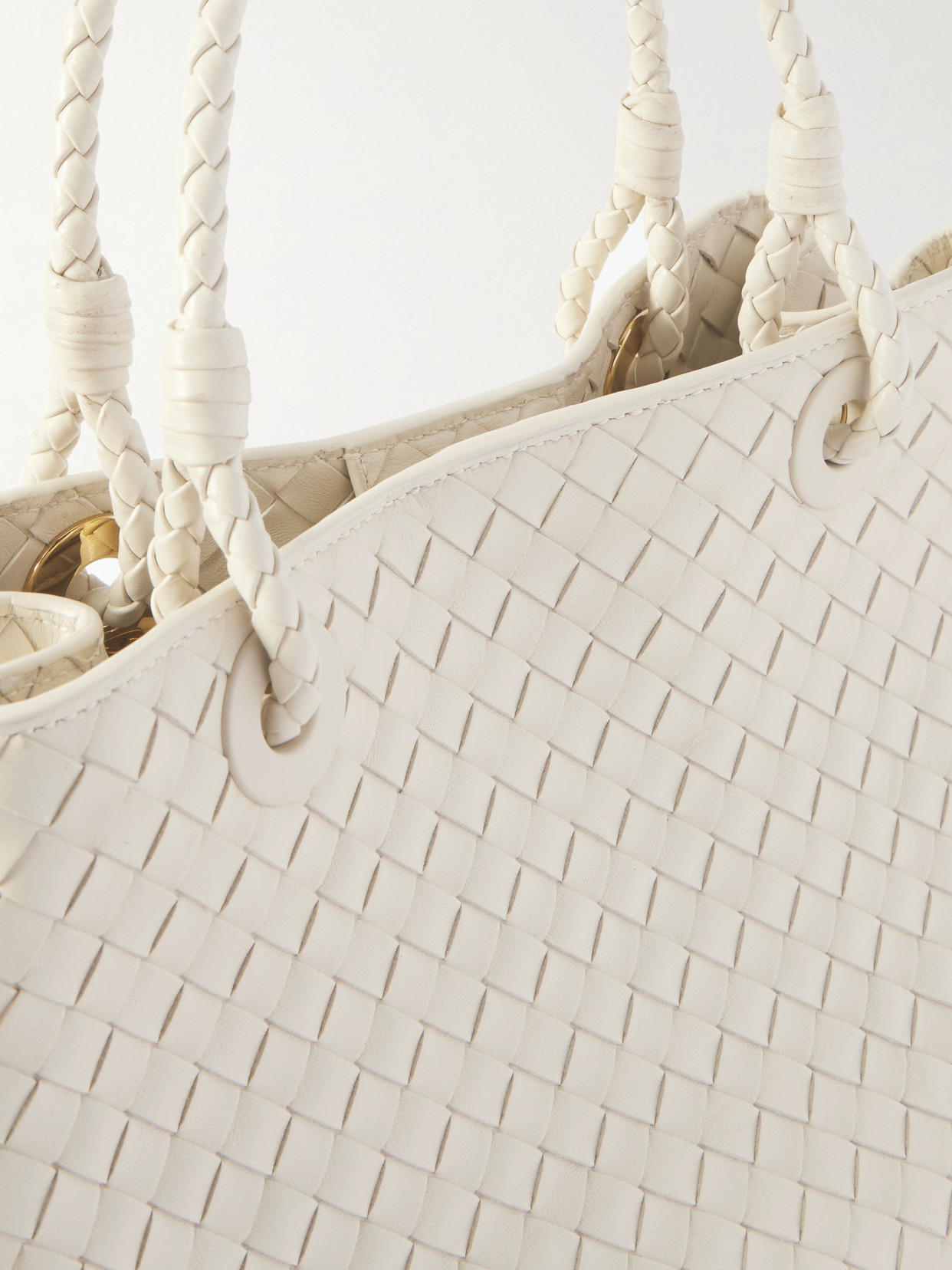 Bottega Veneta Intrecciato Leather Tote In Silver