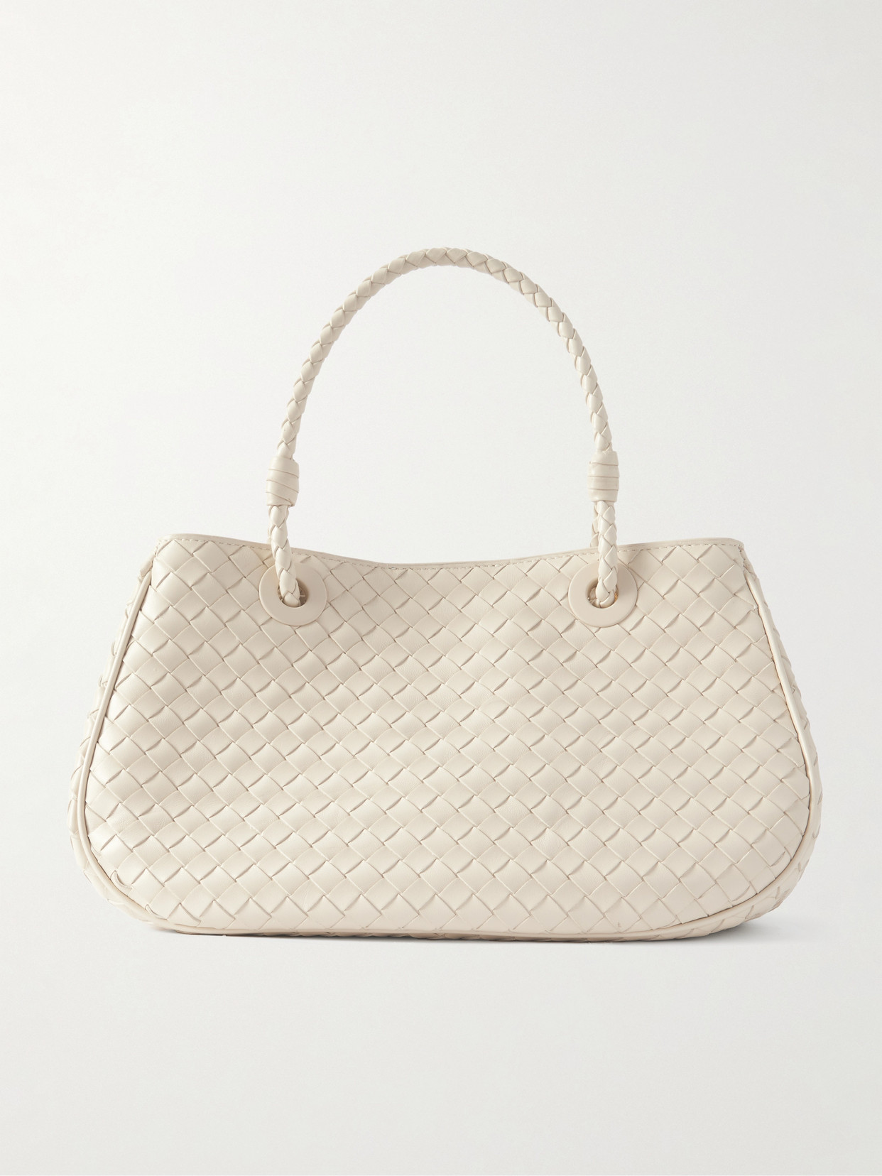 Bottega Veneta Intrecciato Leather Tote In Silver