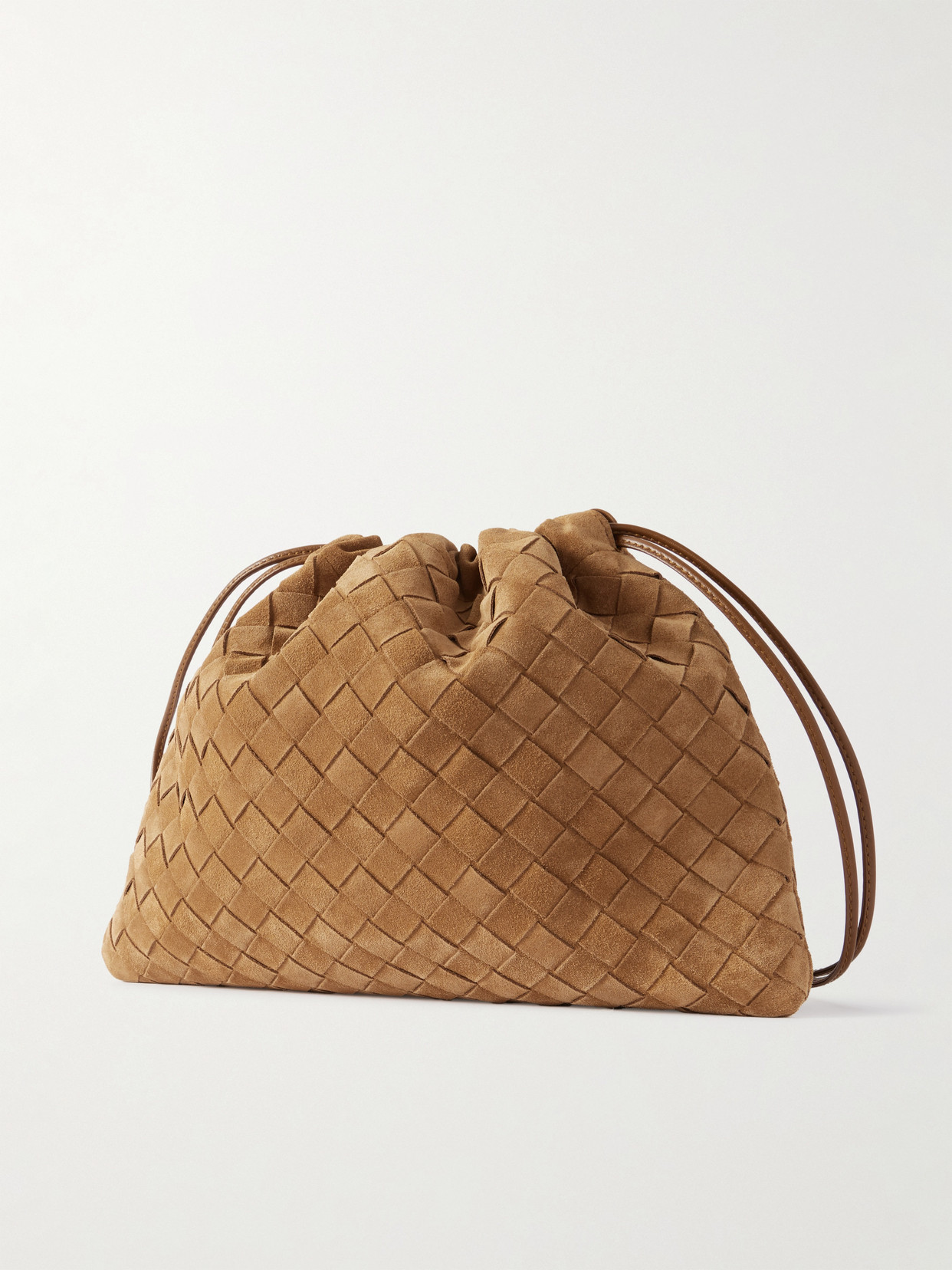Bottega Veneta Leather-trimmed Intrecciato Suede Pouch