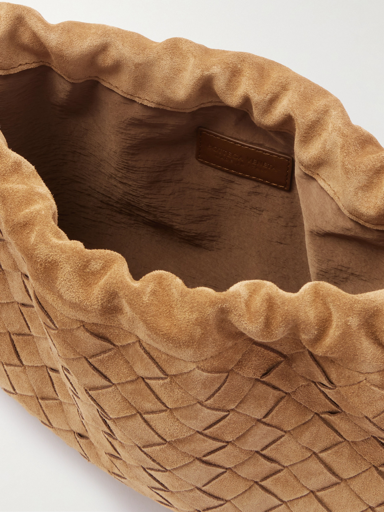 Bottega Veneta Leather-trimmed Intrecciato Suede Pouch