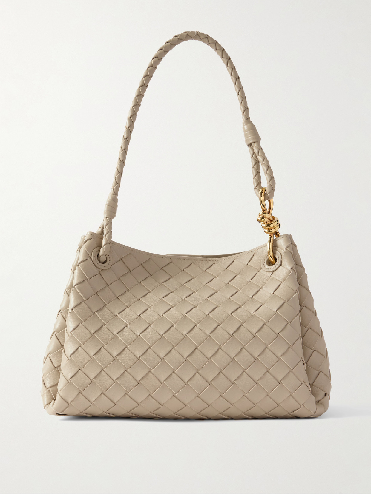 Bottega Veneta Parachute Medium Intrecciato Leather Shoulder Bag In Sand