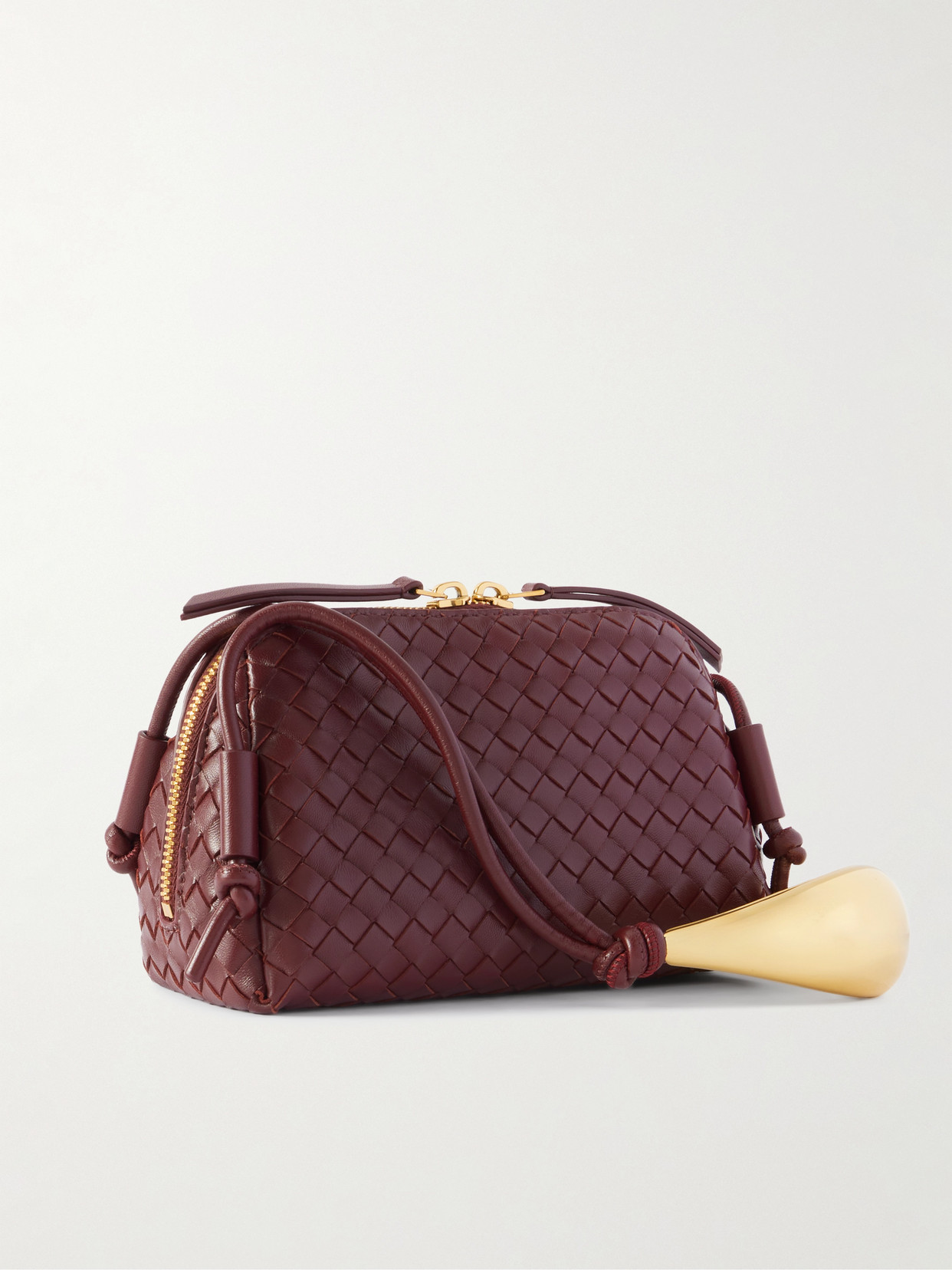 Bottega Veneta Concert Pouch Intrecciato Leather Shoulder Bag In Burgundy