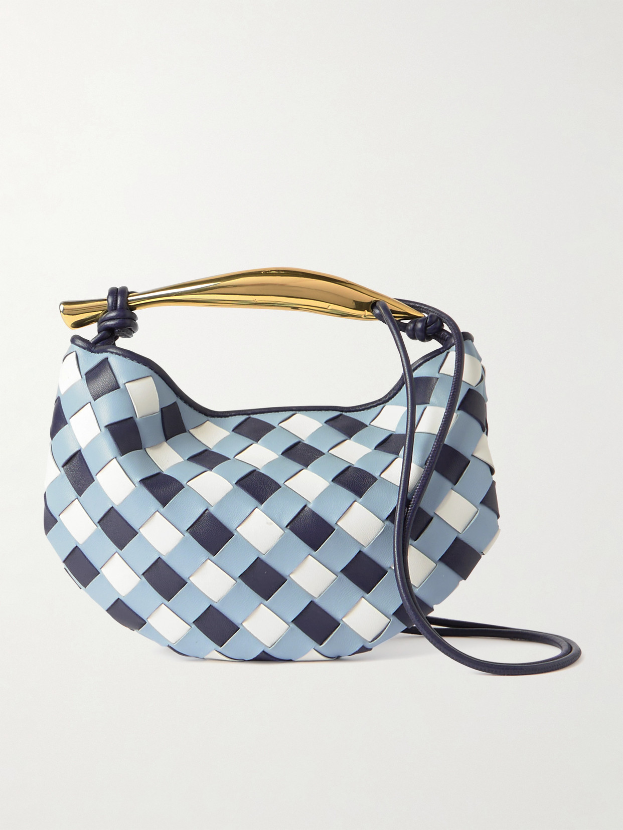Bottega Veneta Sardine Mini Intrecciato Leather Shoulder Bag In Blue