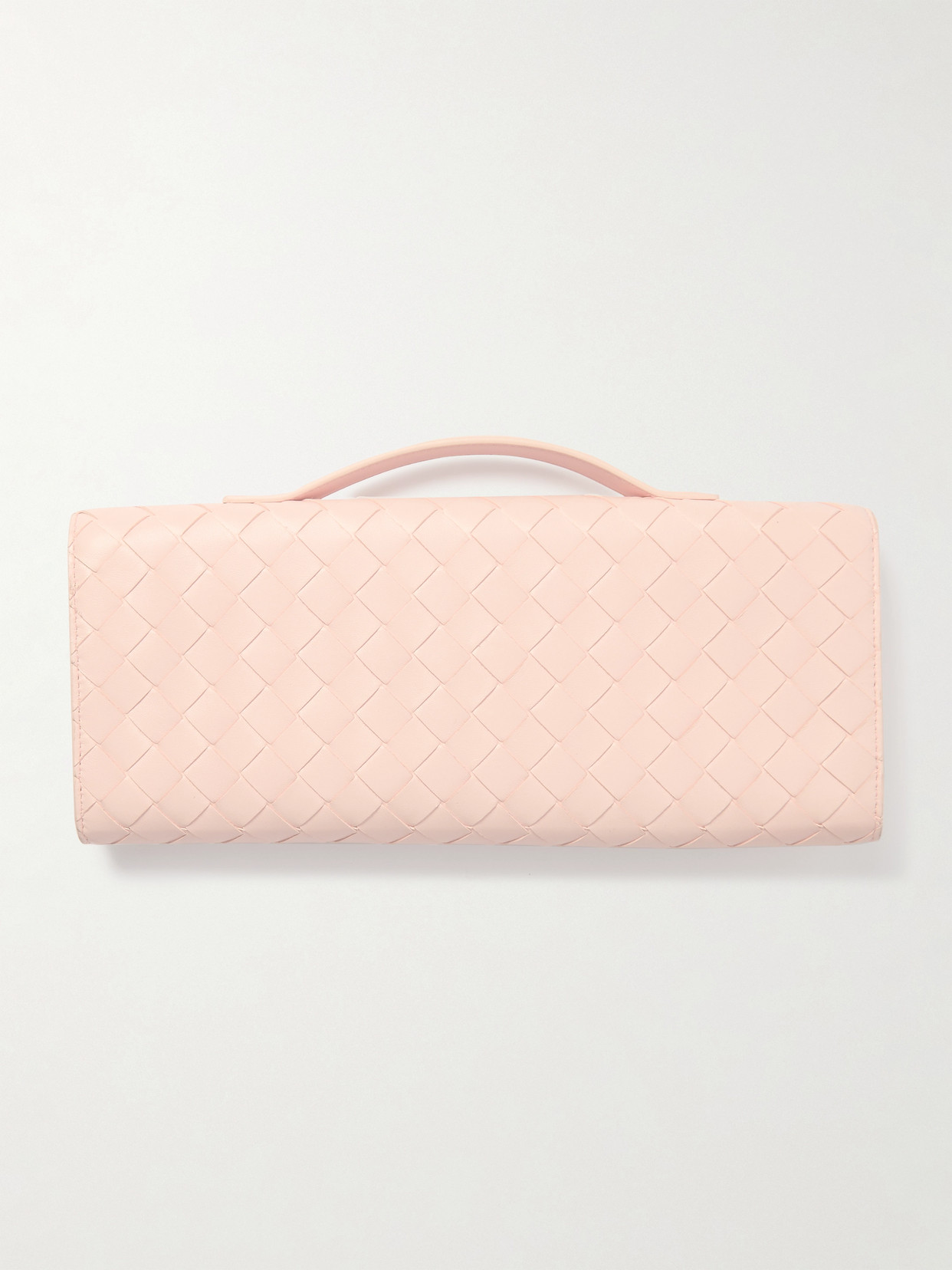Bottega Veneta Andiamo Small Embellished Intrecciato Leather Clutch In Pink