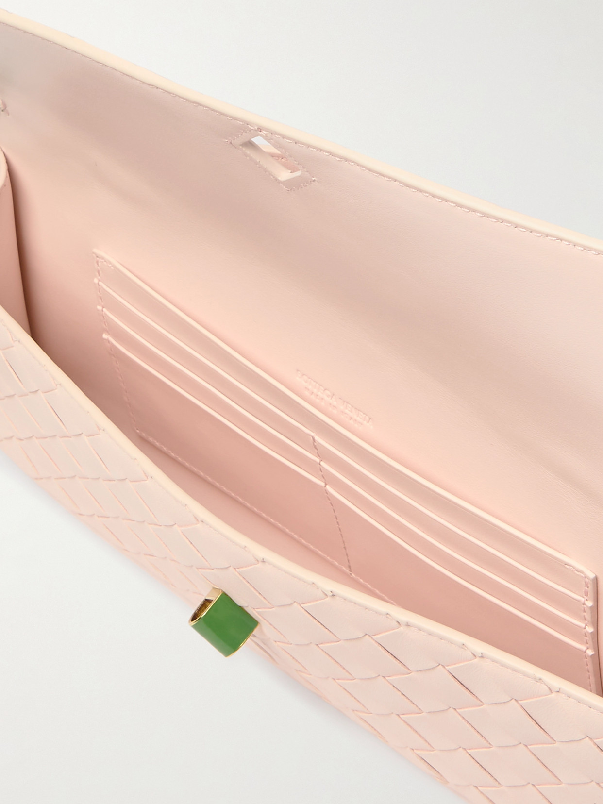 Bottega Veneta Andiamo Small Embellished Intrecciato Leather Clutch In Pink