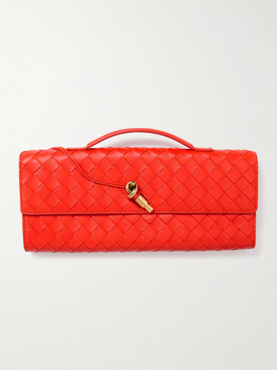 Andiamo long Intrecciato metallic leather clutch