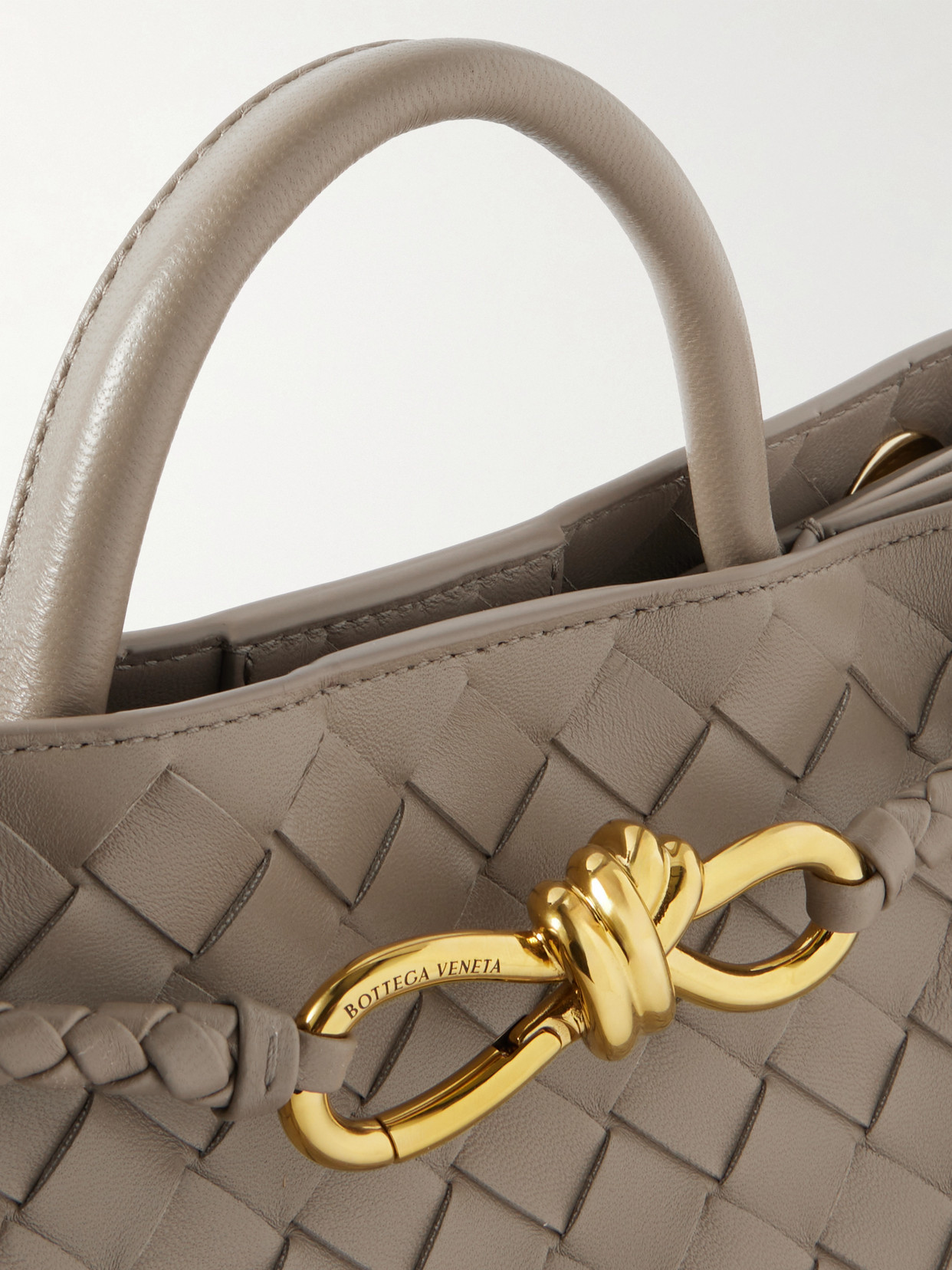 Bottega Veneta Andiamo Small Intrecciato Leather Tote In Gray