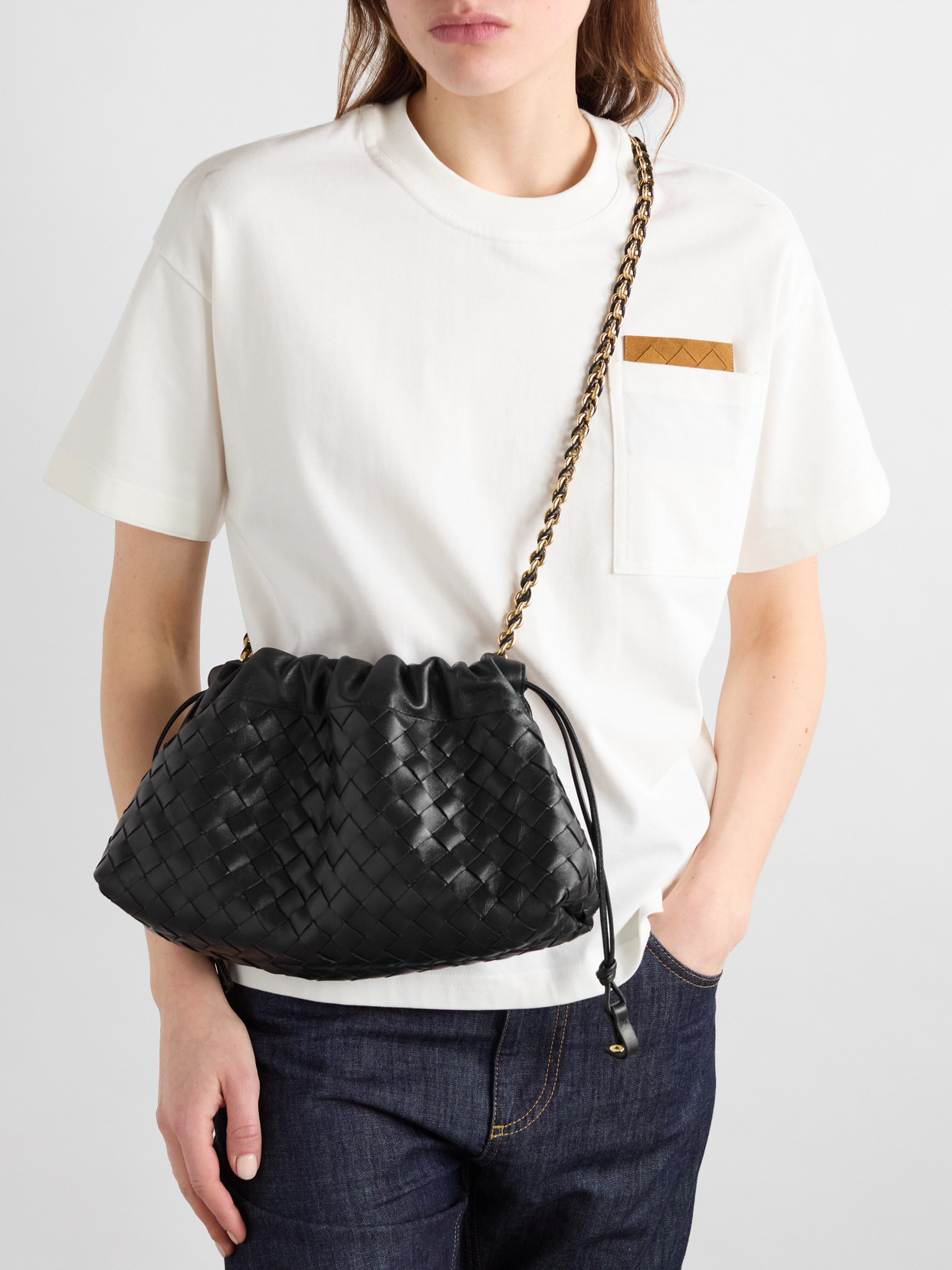 Bottega Veneta Dustbag Chain-embellished Intrecciato Leather Pouch