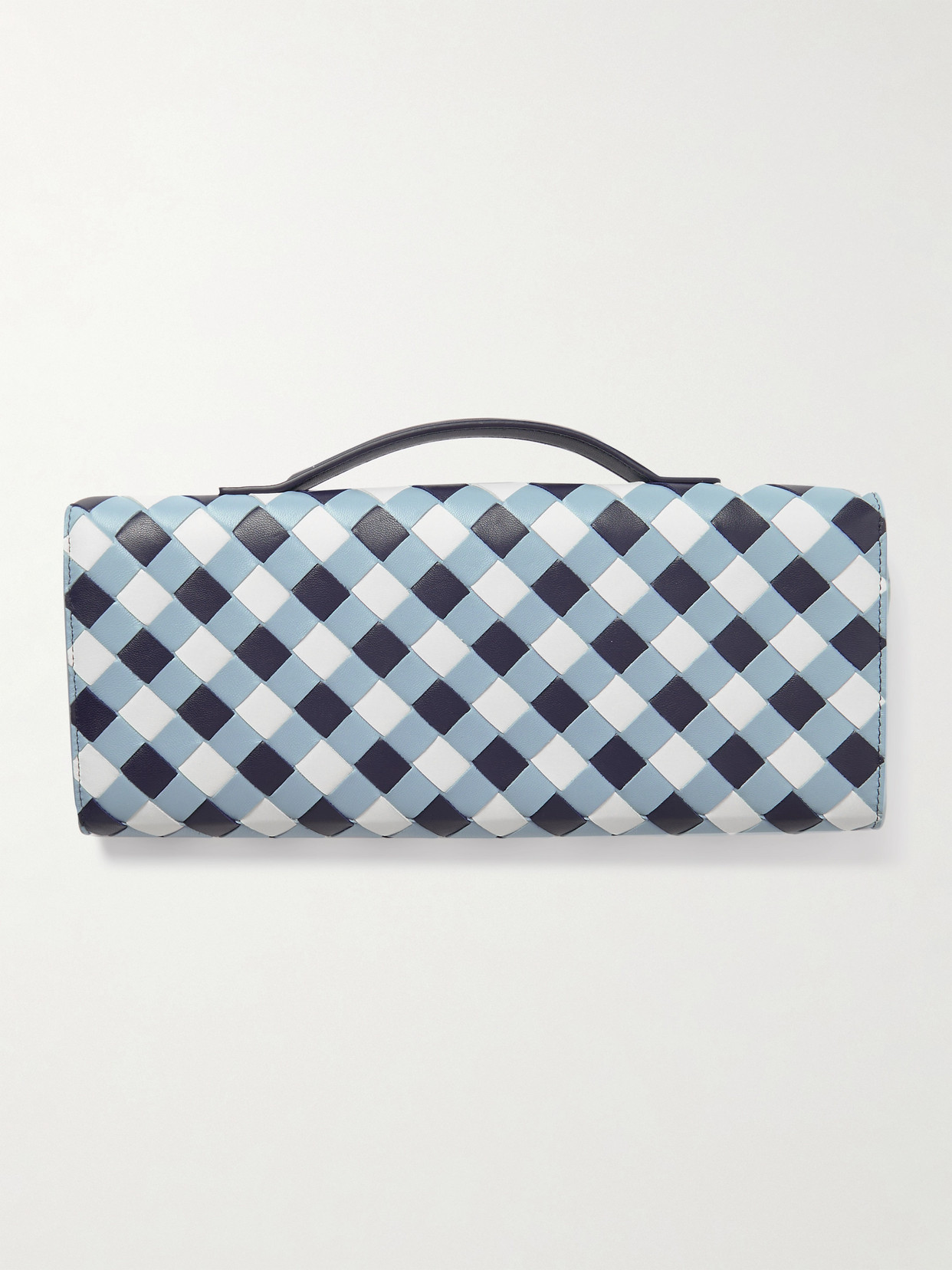 Bottega Veneta Andiamo Small Intrecciato Leather Clutch In White