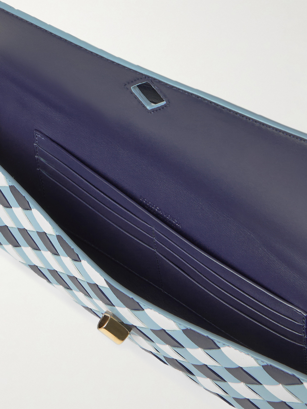 Bottega Veneta Andiamo Small Intrecciato Leather Clutch In White