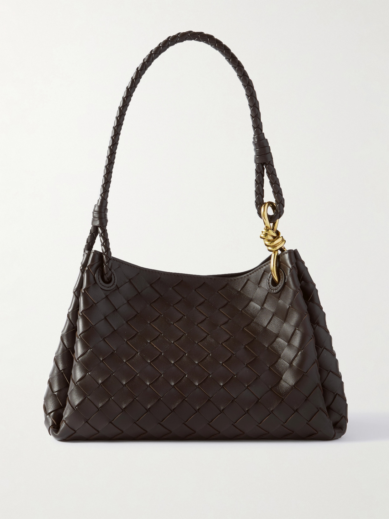 Bottega Veneta Parachute Medium Intrecciato Leather Shoulder Bag In Brown