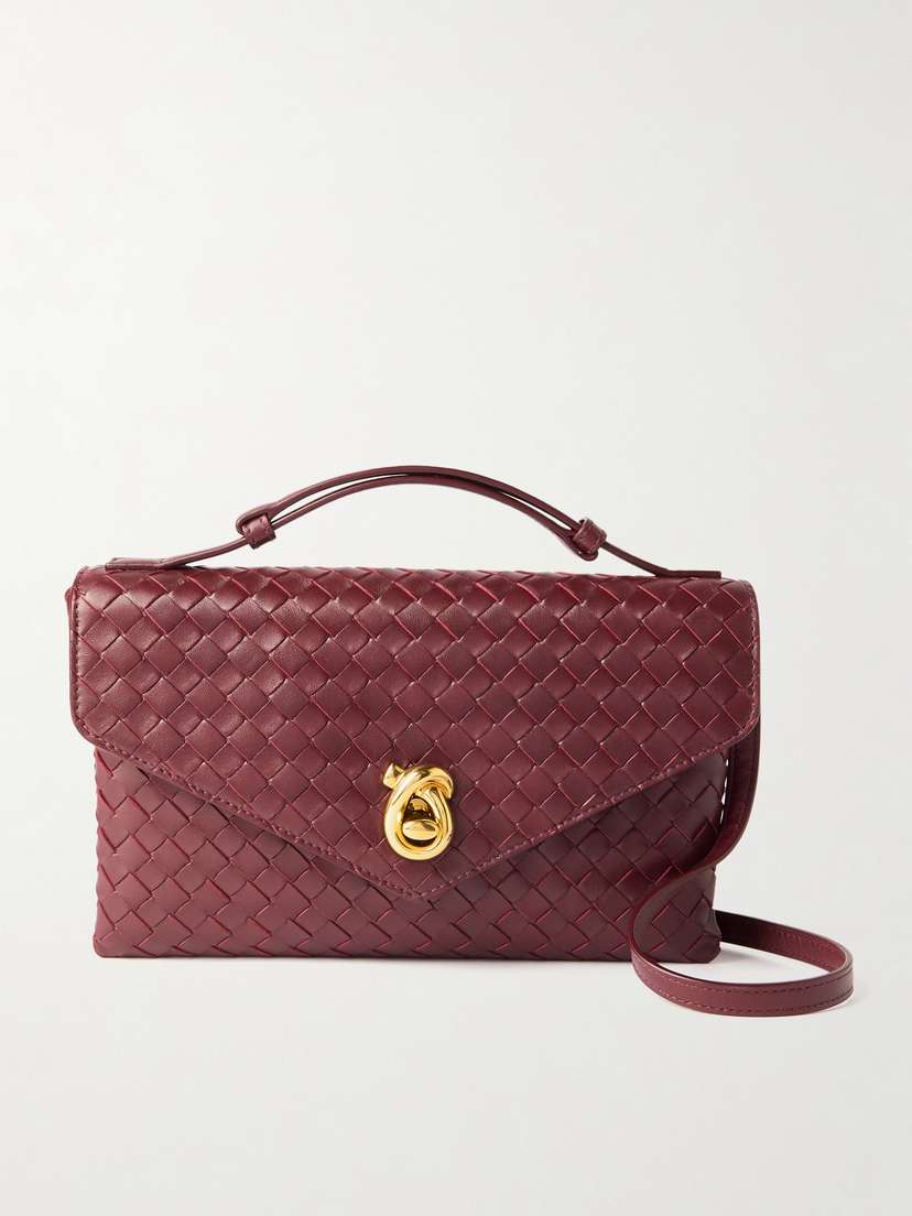 Bottega Veneta Knot Lock Medium Intrecciato Leather Shoulder Bag