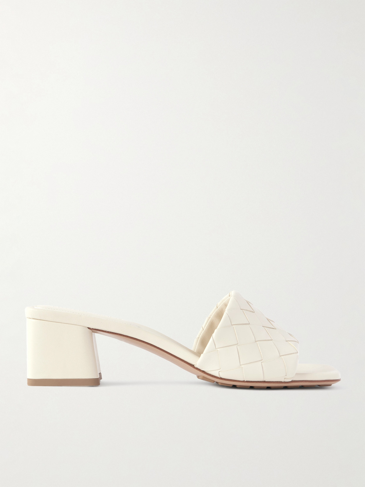 Bottega Veneta Riva Intrecciato Leather Mules In White