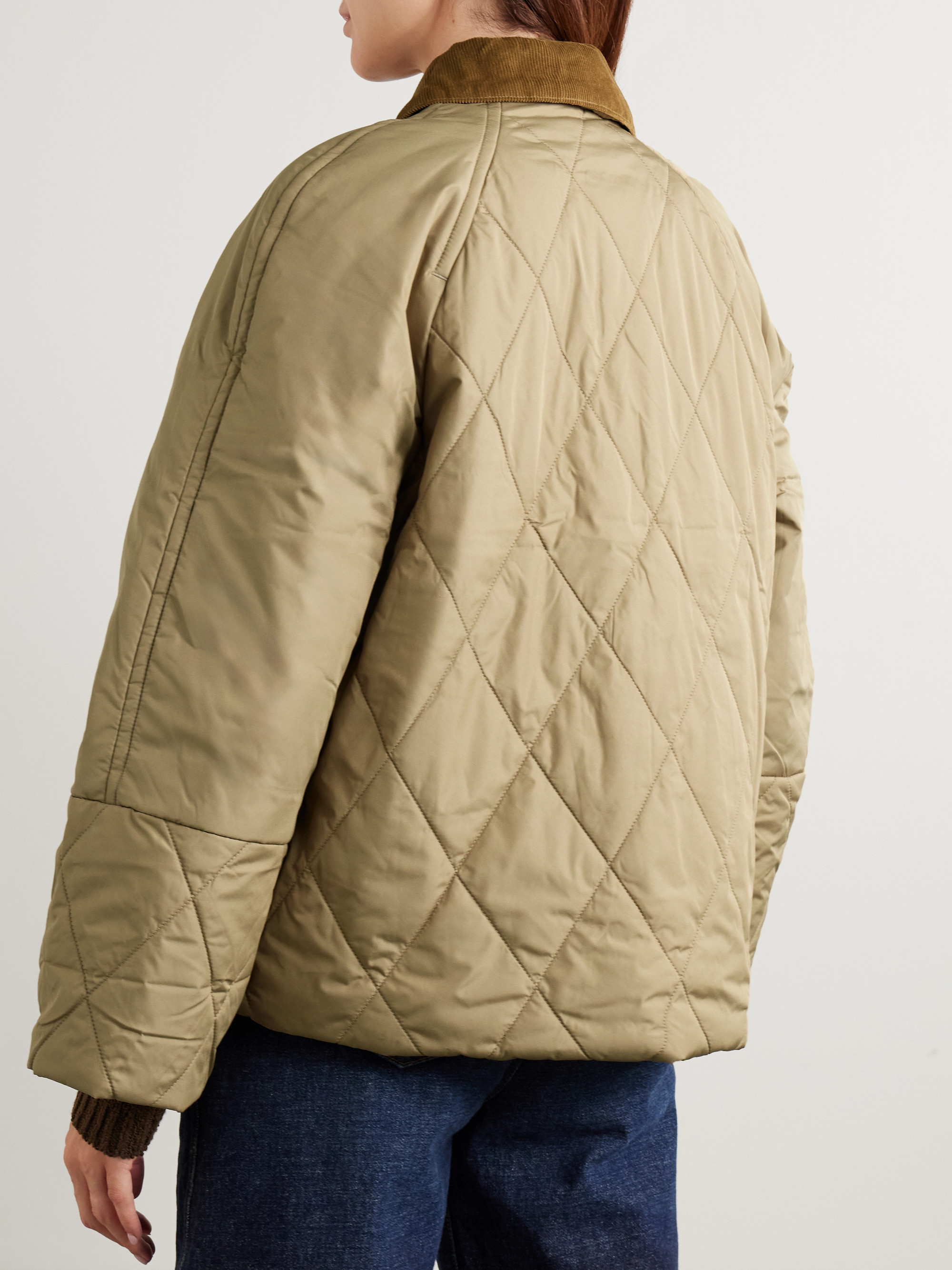 BARBOUR Martha cropped corduroy-trimmed quilted shell jacket