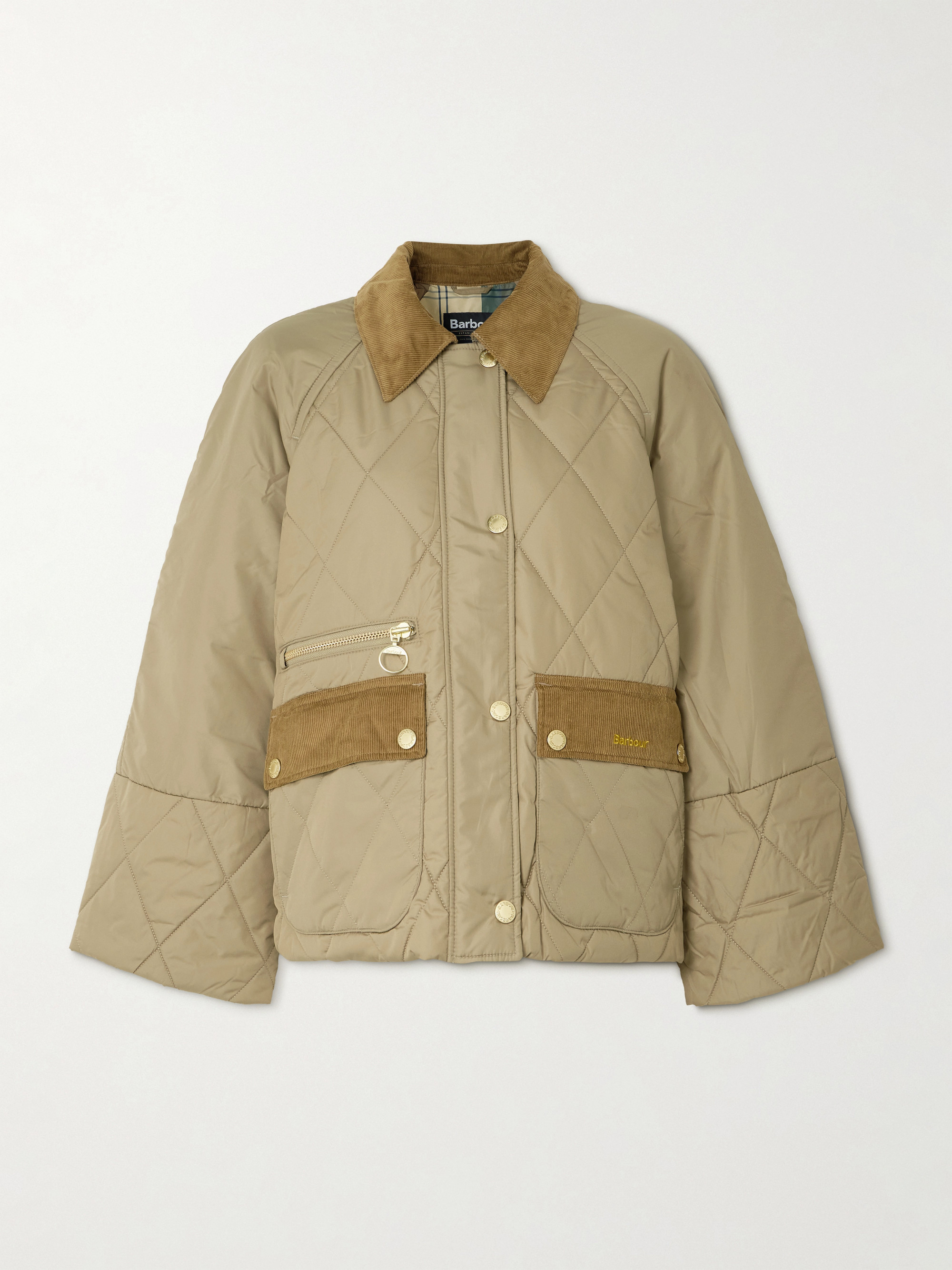 BARBOUR Martha cropped corduroy-trimmed quilted shell jacket
