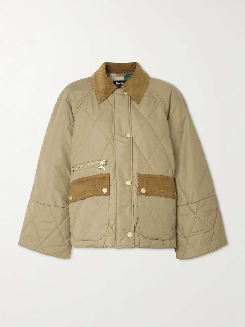 Barbour Martha Cropped Corduroy-trimmed Quilted Shell Jacket