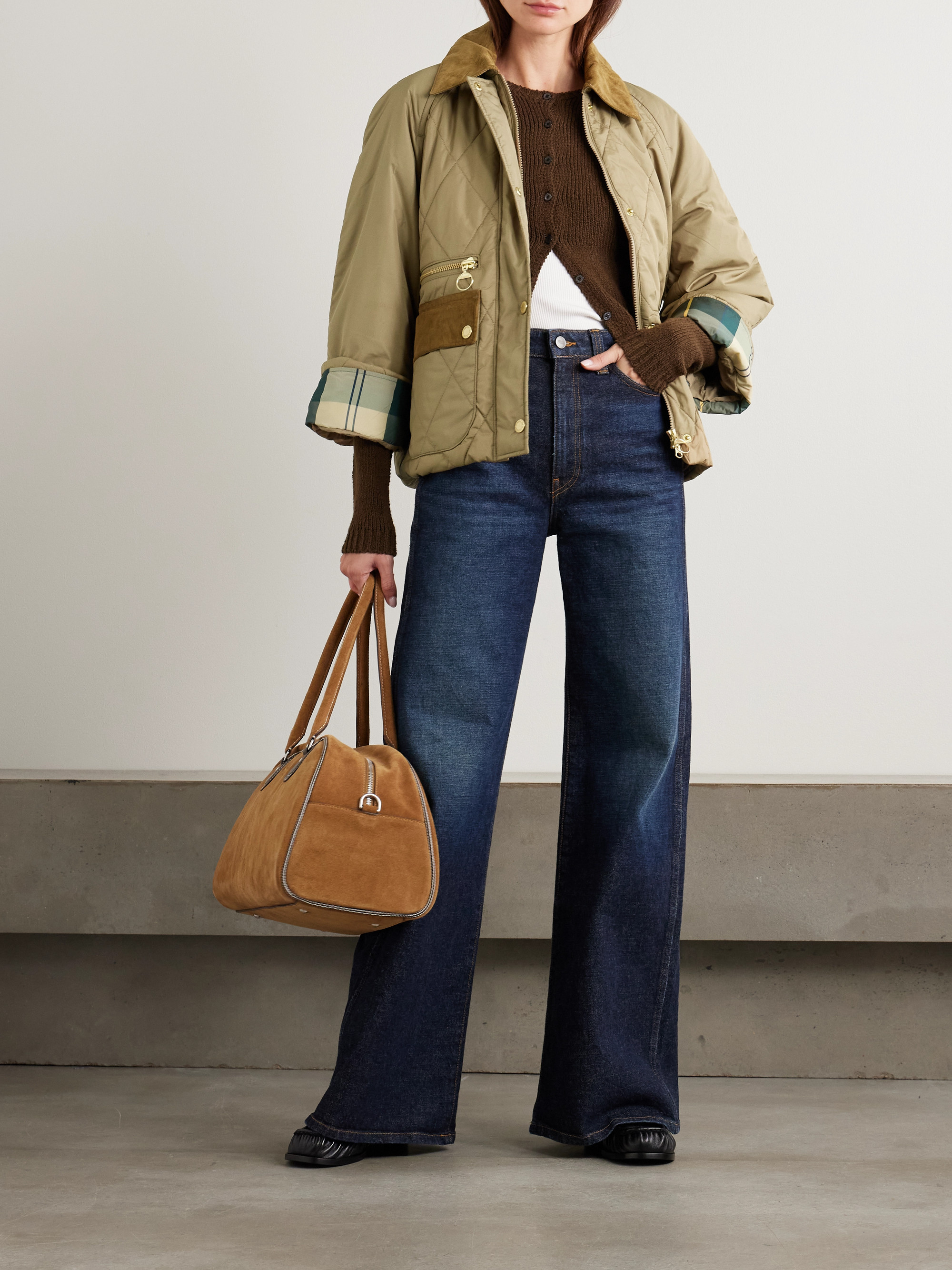 BARBOUR Martha cropped corduroy-trimmed quilted shell jacket