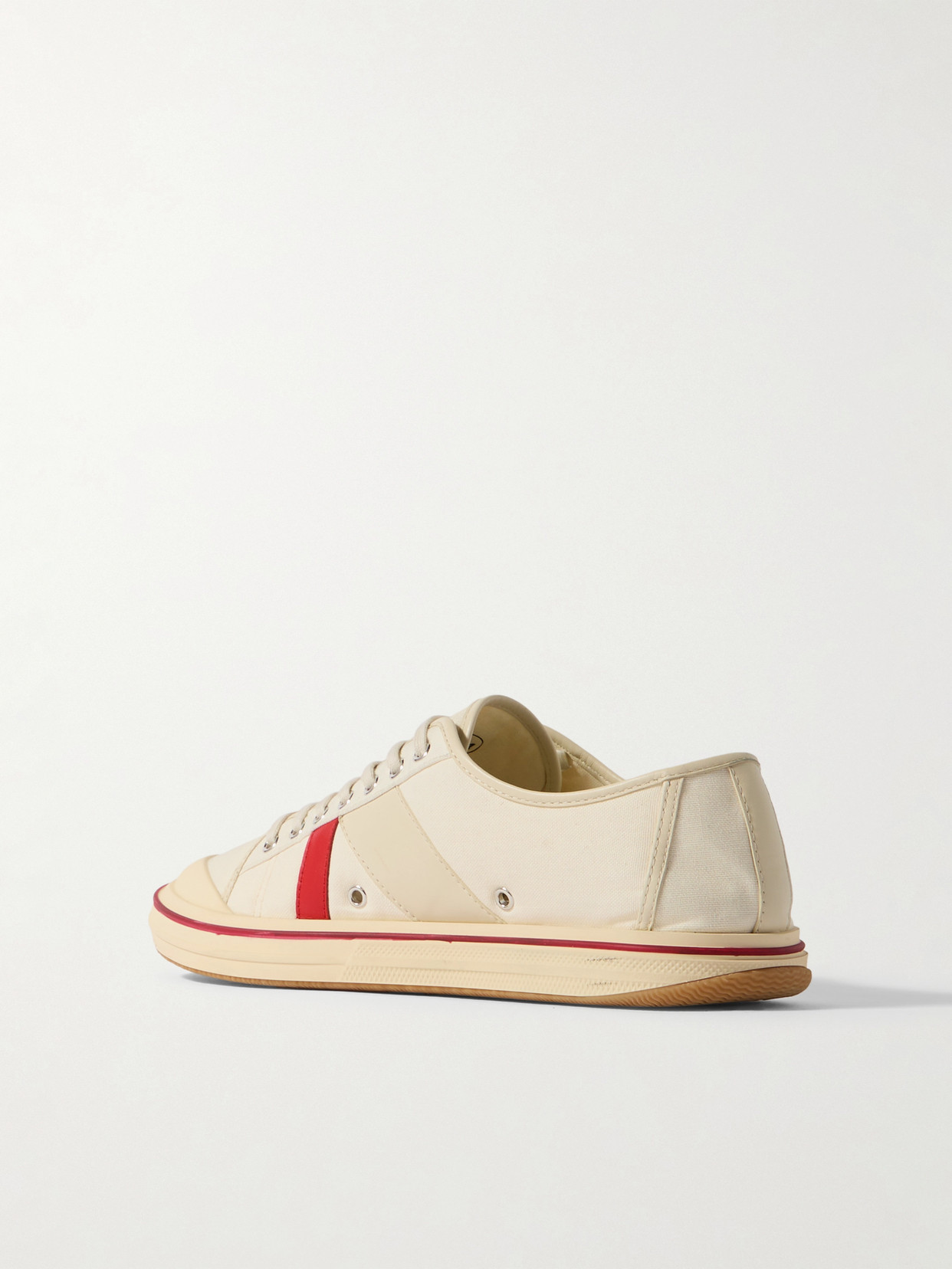 Shop Bottega Veneta Eliot Appliquéd Leather-trimmed Canvas Sneakers