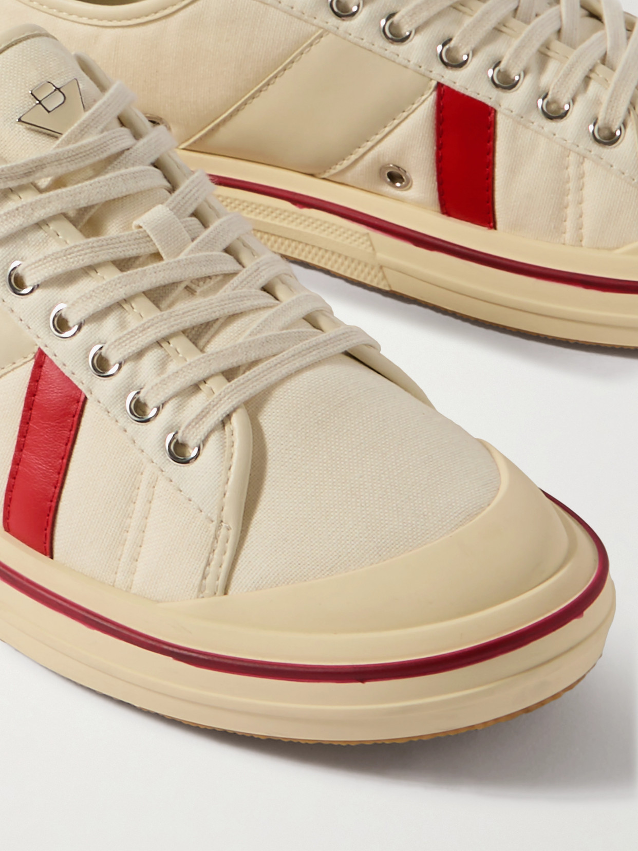 Shop Bottega Veneta Eliot Appliquéd Leather-trimmed Canvas Sneakers