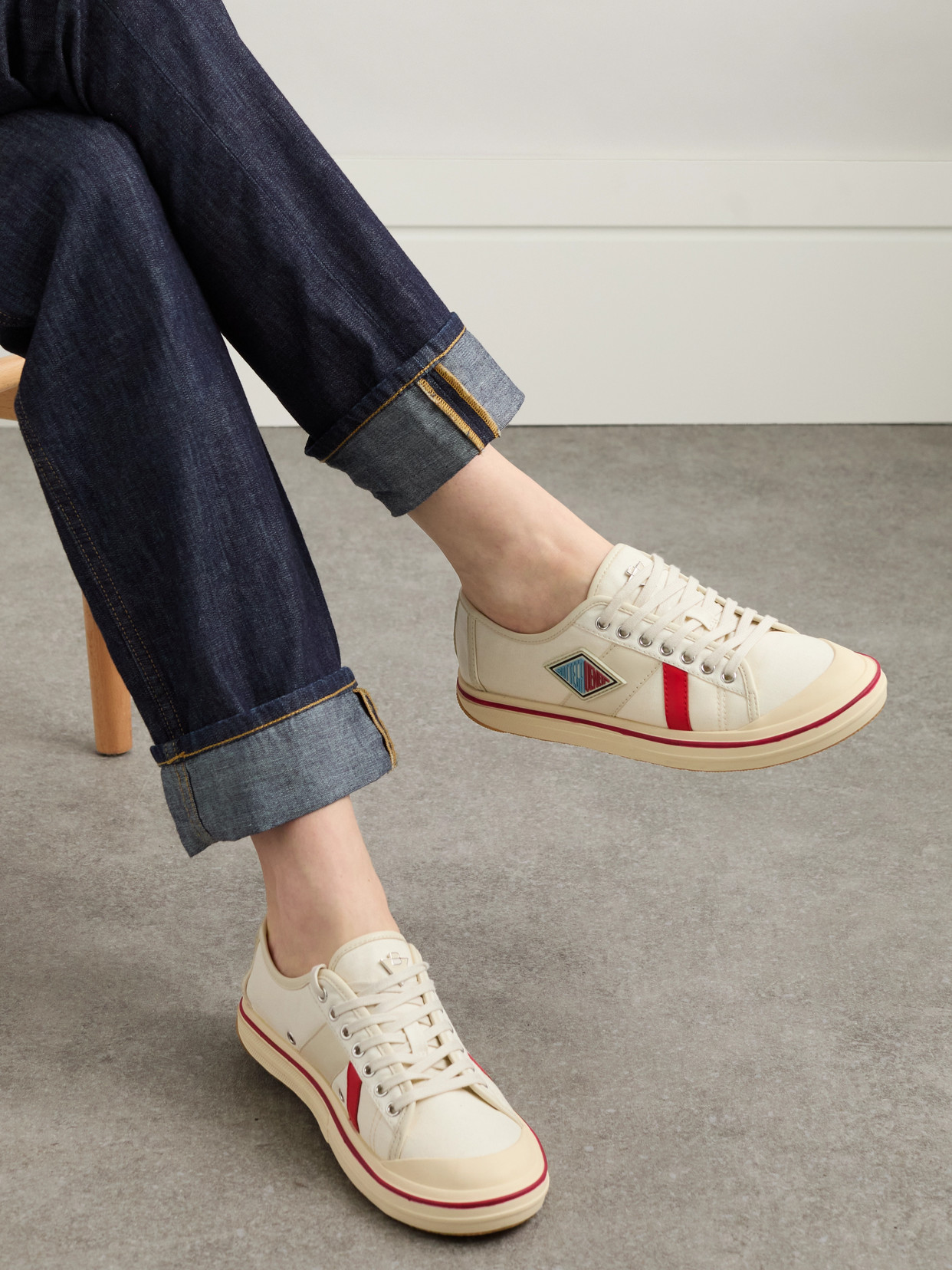 Shop Bottega Veneta Eliot Appliquéd Leather-trimmed Canvas Sneakers
