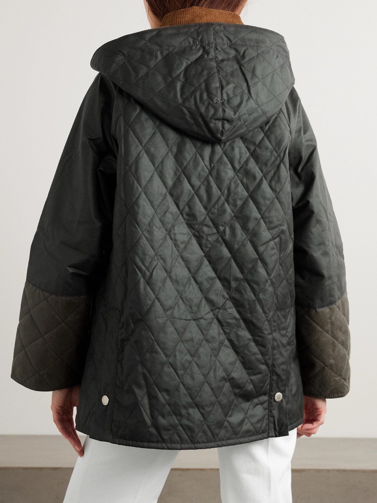 Imelda Hooded Corduroy-Trimmed Waxed-Cotton And Quilted Jacket