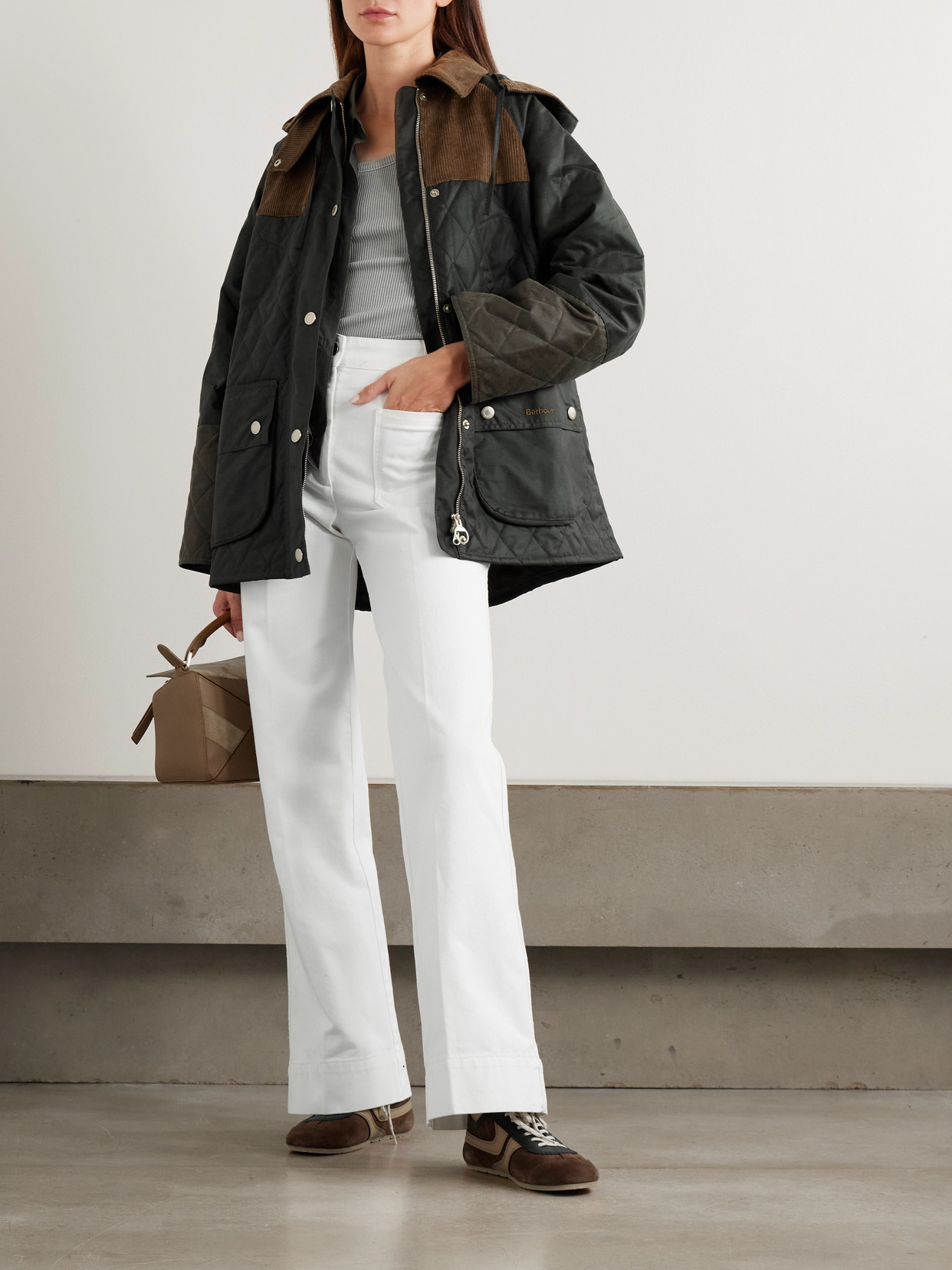 Imelda Hooded Corduroy-Trimmed Waxed-Cotton And Quilted Jacket