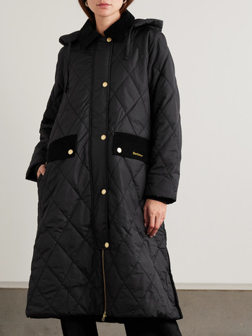 BARBOUR Meredith hooded corduroy-trimmed quilted shell jacket