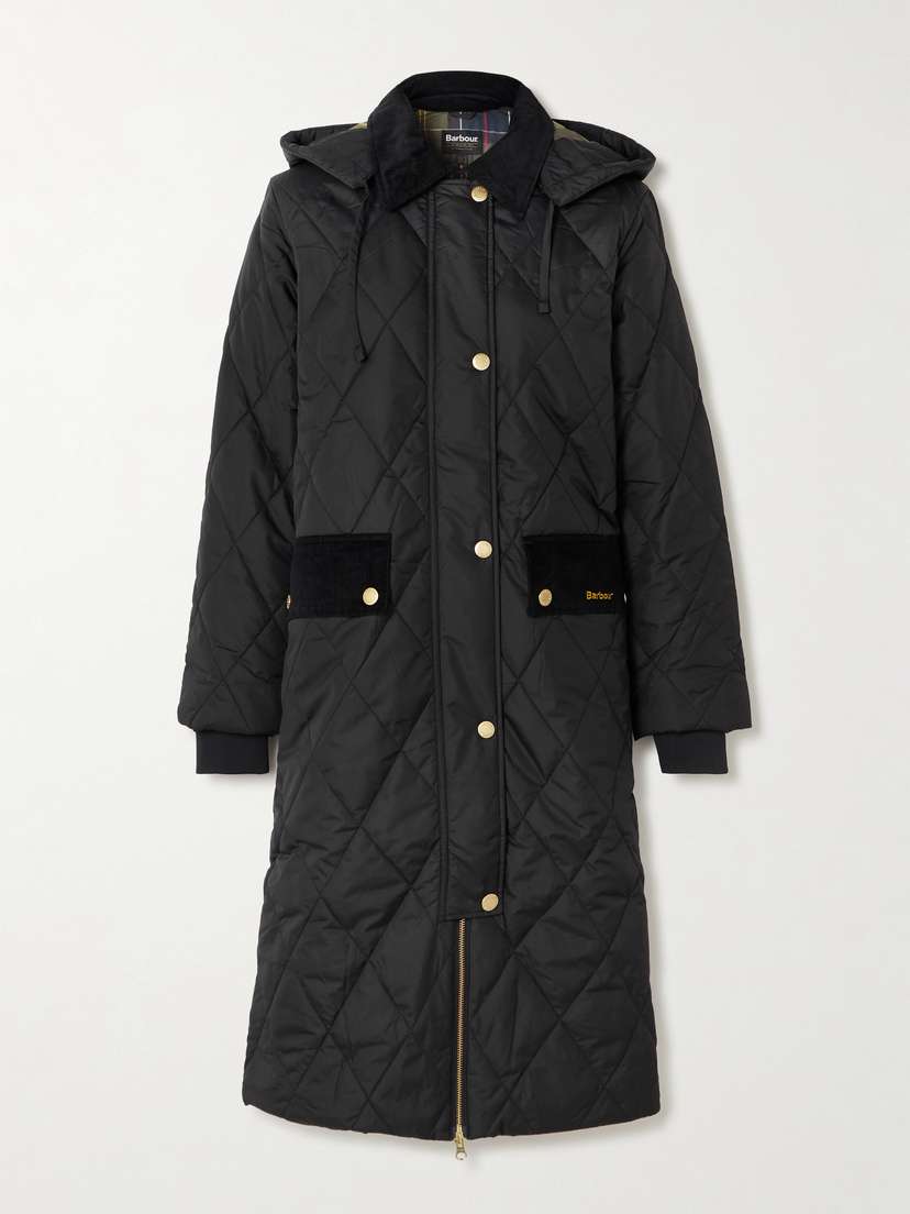 Barbour Meredith Hooded Corduroy-trimmed Quilted Shell Jacket