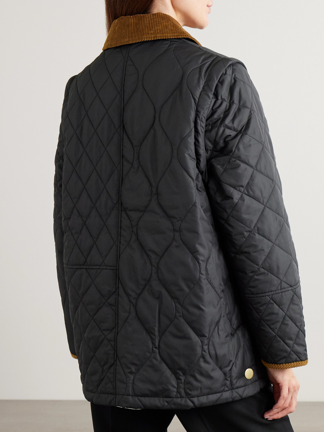 Lorrie Convertible Corduroy-Trimmed Quilted Jacket
