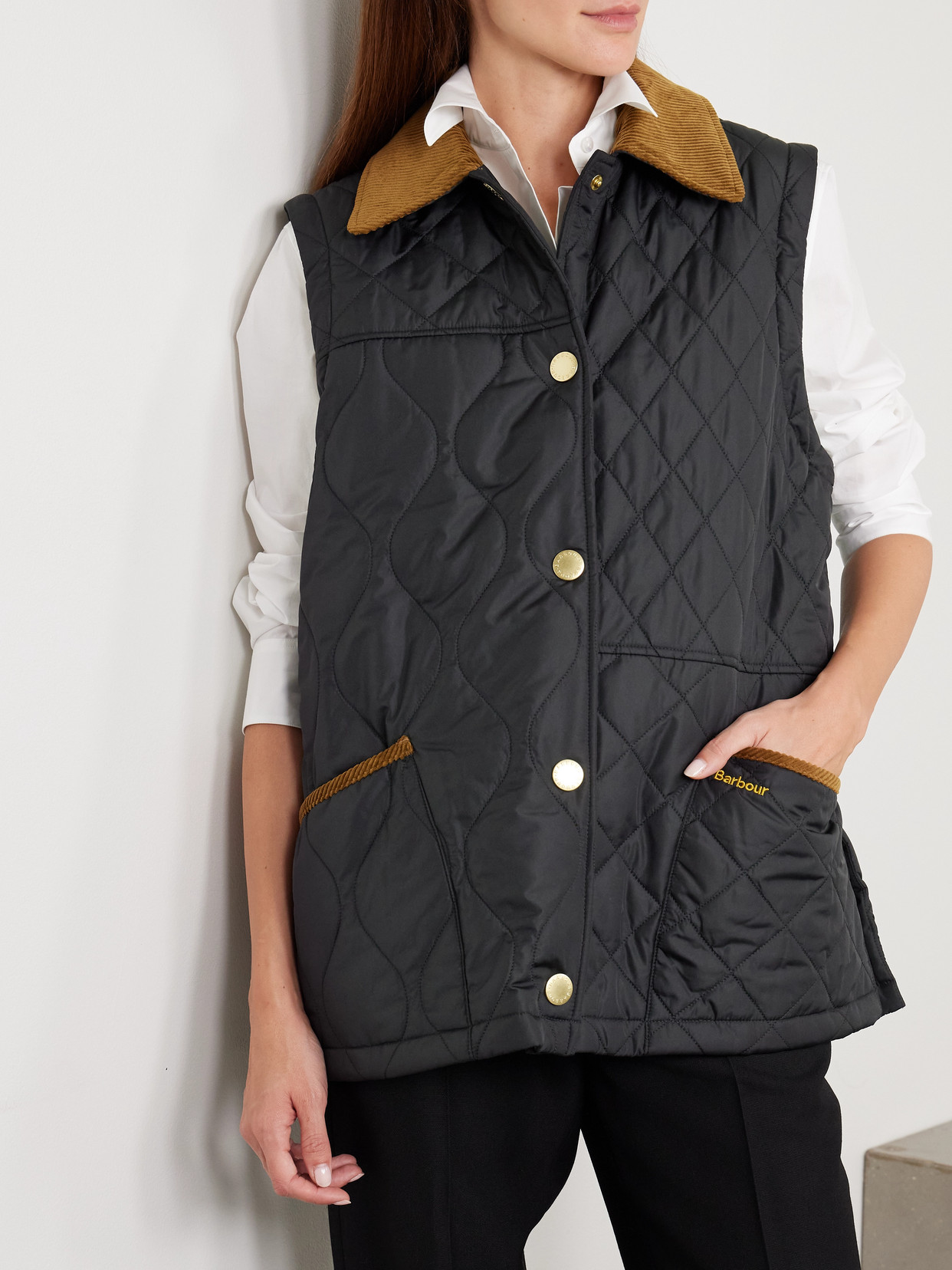 Lorrie Convertible Corduroy-Trimmed Quilted Jacket