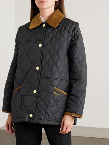 BARBOUR Lorrie convertible corduroy-trimmed quilted shell jacket