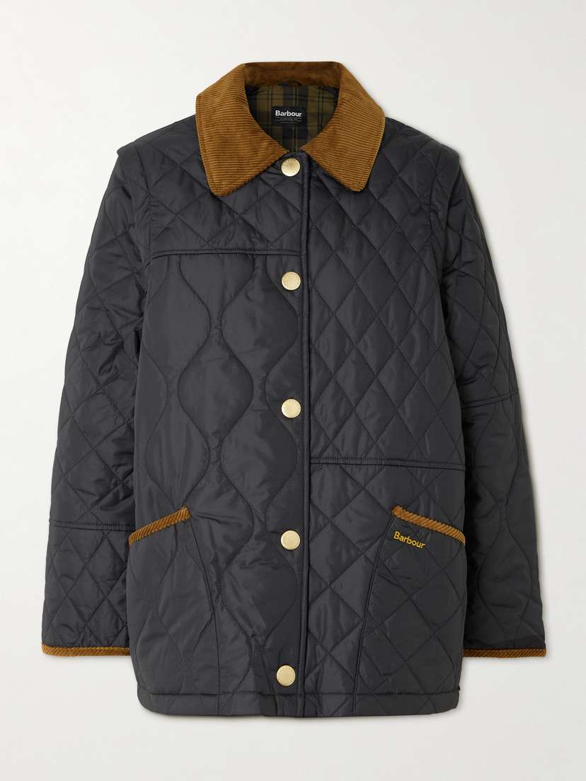 Barbour Lorrie Convertible Corduroy-trimmed Quilted Shell Jacket
