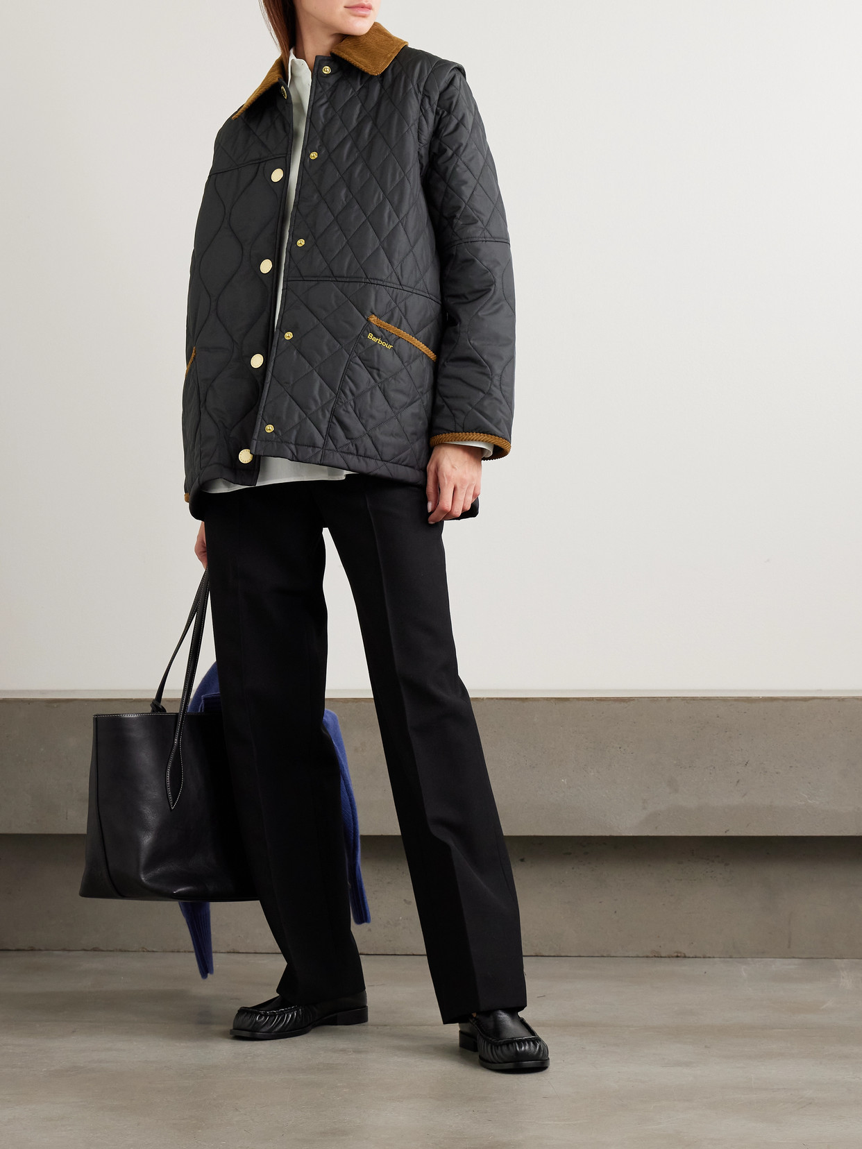 Lorrie Convertible Corduroy-Trimmed Quilted Jacket