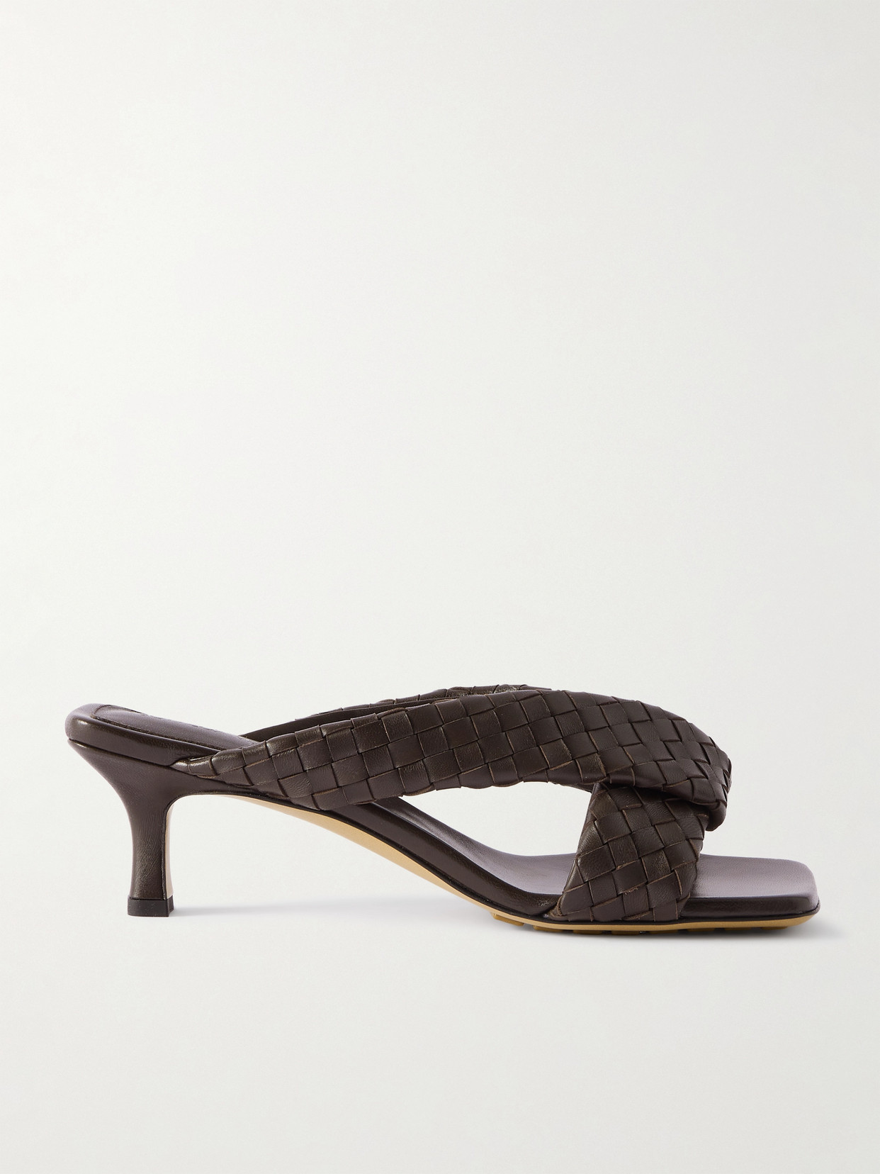 Bottega Veneta Riva Intrecciato Leather Mules In Brown