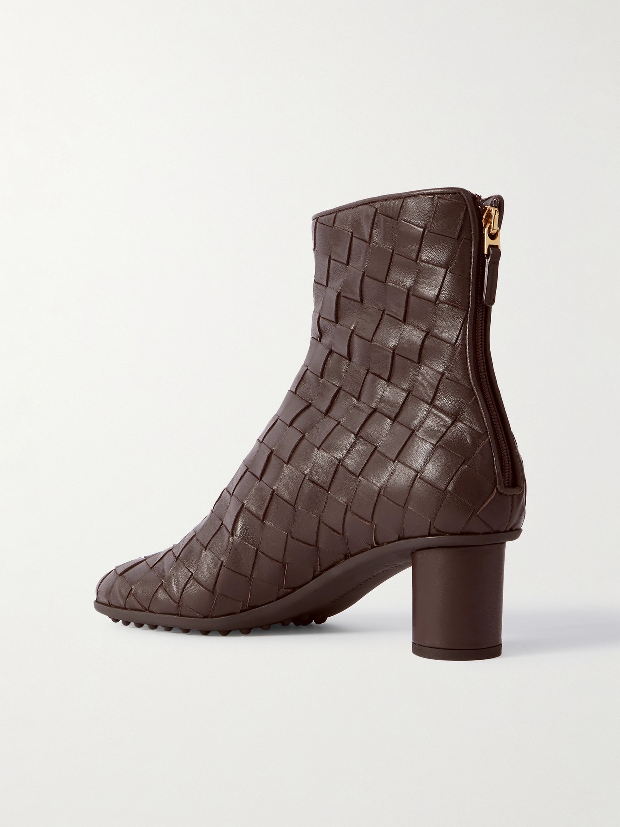 Bottega Veneta Atomic 75 Intrecciato Leather Ankle Boots In Brown
